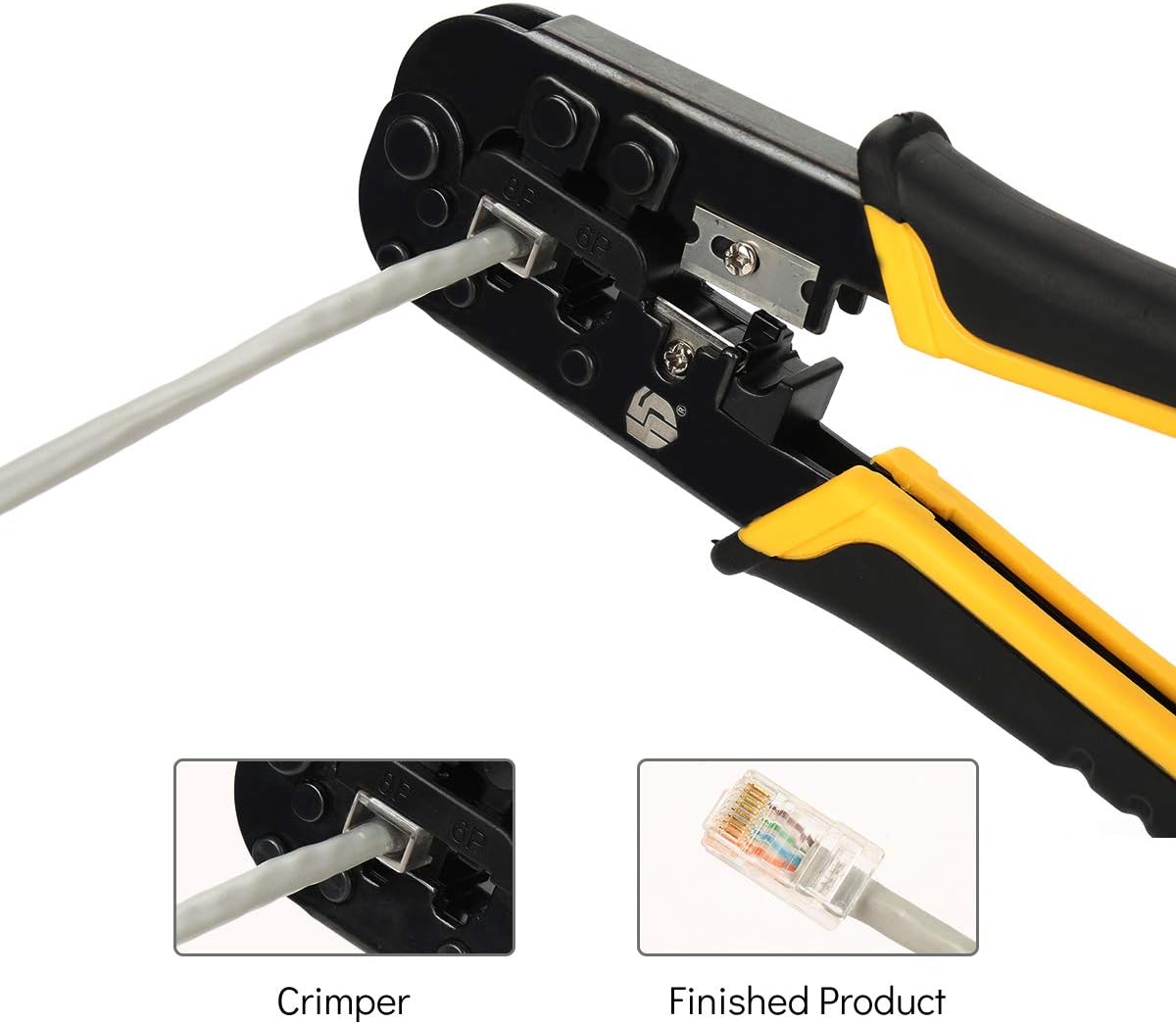 Uvital Dual-Modular Network Cable Cutting Stripping Crimper, Cat 5 Stripper Crimping Tool RJ45 RJ12 RJ11 8P/6P Connectors Hand Tools for Cuts, Strips, and Crimps 2 Type of Plugs in 1 - Image 5