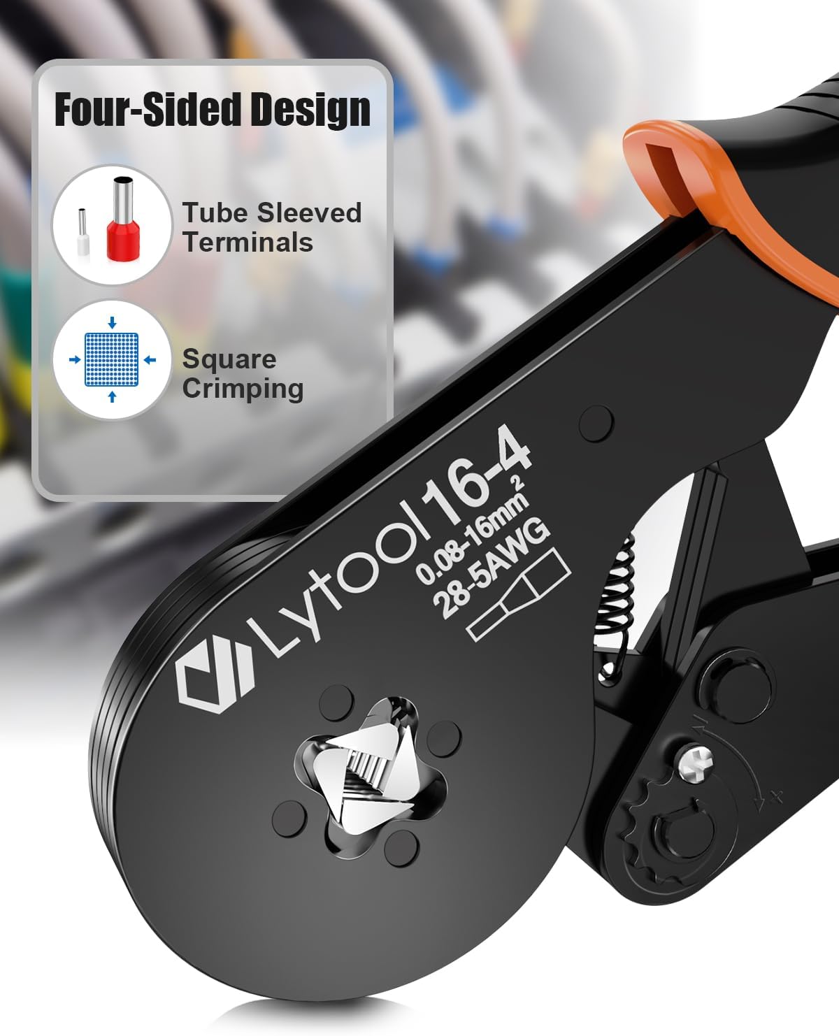Lytool 0.08-16mm² Ferrule Crimping Tools, Bootlace Ferrule Crimping Tool Wire Ferrule Crimper, Self-Adjustable Ratchet Wire Square Jaw Crimping Pliers for Wire Ferrules Terminals - Image 3