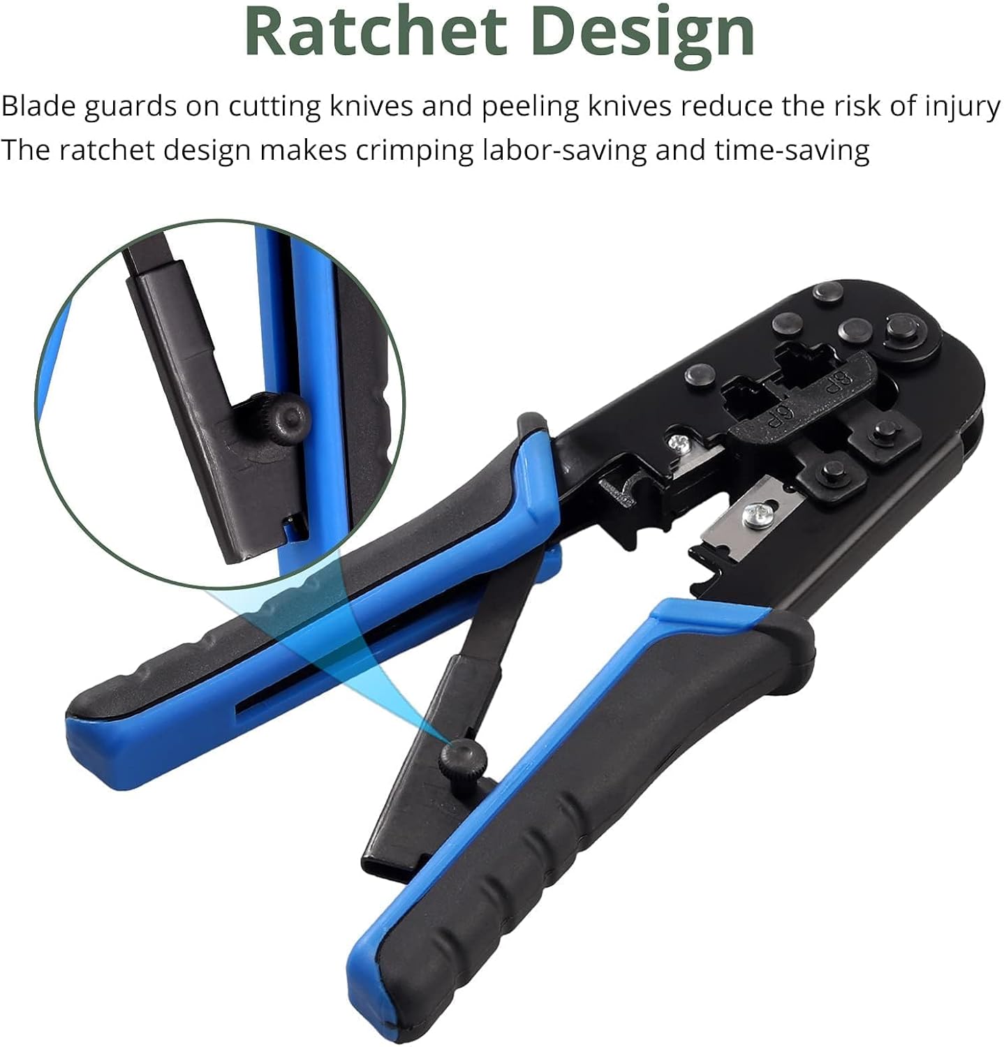 EYPINS Professional RJ45 Crimping Tool Kit with Wire Stripper & Cutter | All-in-One Network Repair Set for Cat5e/RJ11/RJ12 | Home & Office Ethernet Installation Tools - Image 7