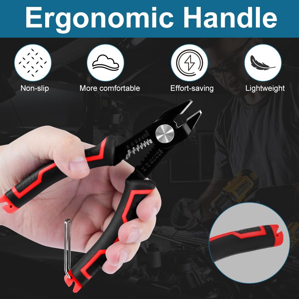 Wire Cutters, 3 in-1 Cable Cutters for 10-20 AWG Stranded, Hidden Spring, Non-Slip Handle, Safety Lock, Side Cutter for Electronics, Electrical Repair, Appliance, DIY, Circuit Boards - Image 6