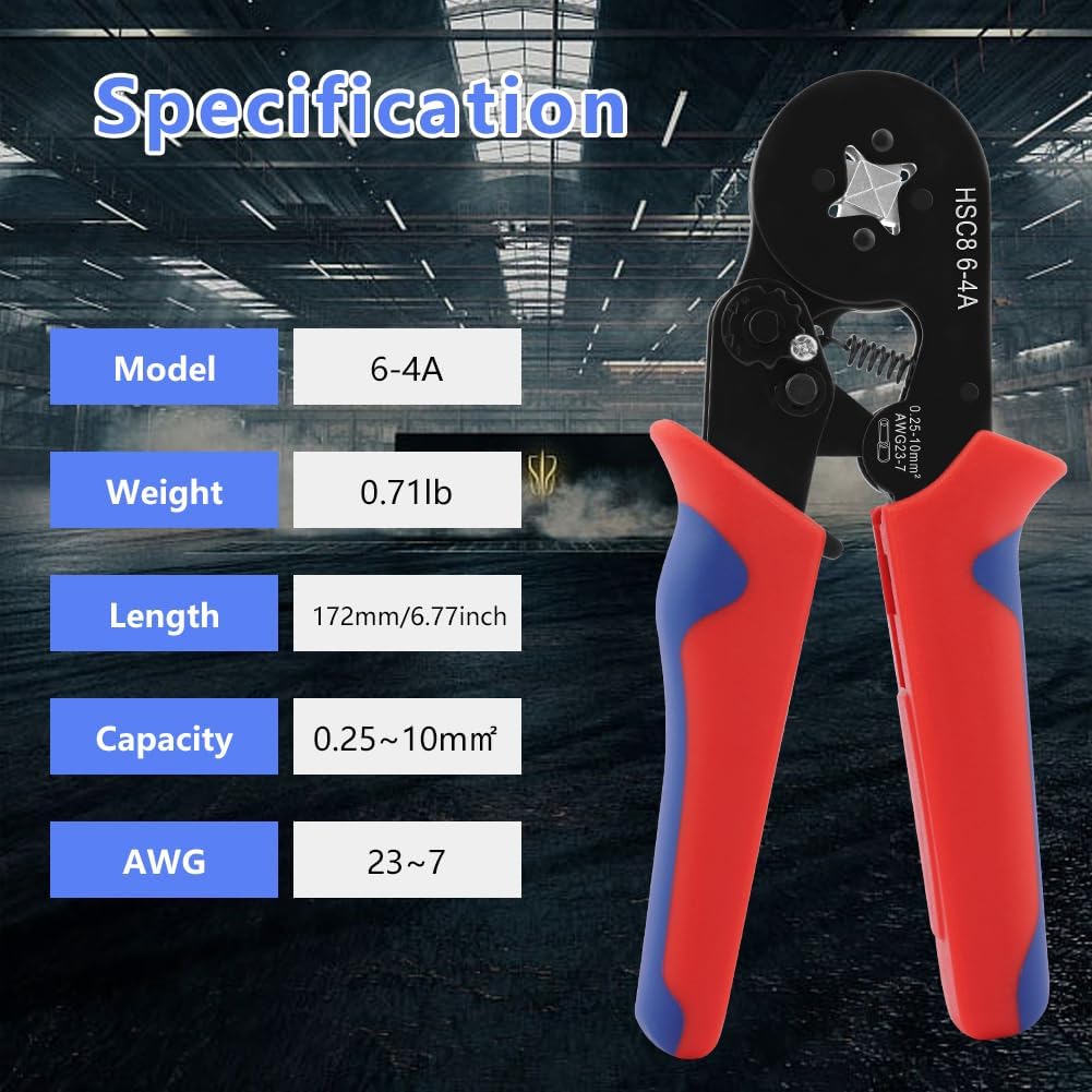 Crimping Tools Set, Crimping Plier Set, 0.25-10mm² Ferrule Crimper Tool Kit with 1800 Wire End Connectors, Self-Adjustable Ratchet Bootlace Cables Crimp Tools, Wire Crimper Plier Set - Image 2