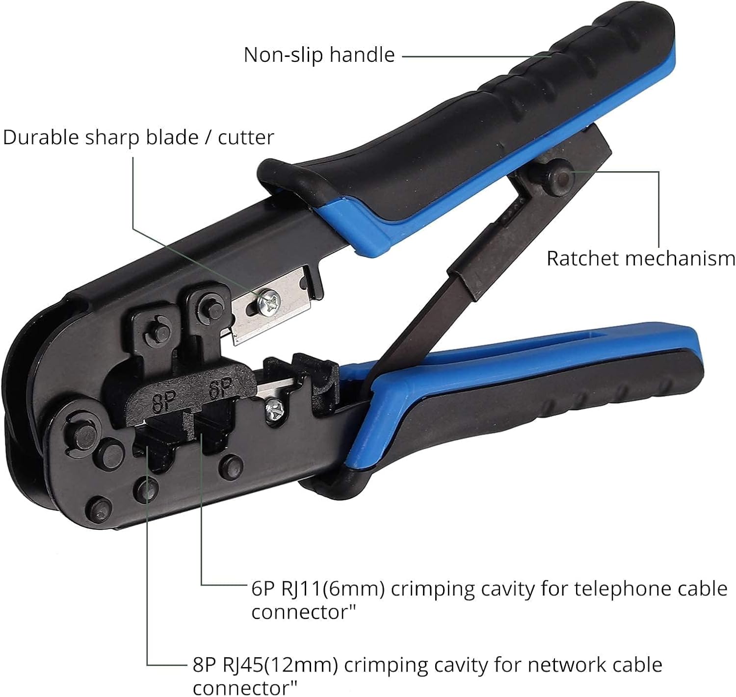 EYPINS Professional RJ45 Crimping Tool Kit with Wire Stripper & Cutter | All-in-One Network Repair Set for Cat5e/RJ11/RJ12 | Home & Office Ethernet Installation Tools - Image 3