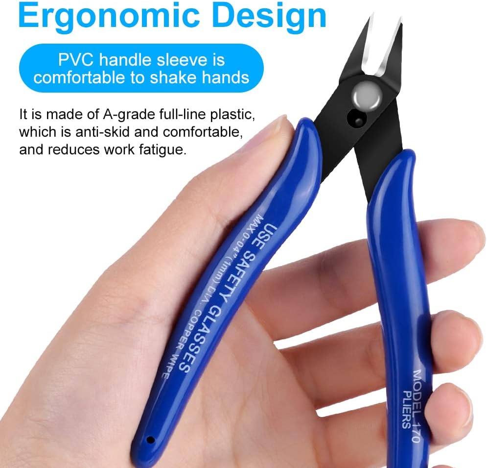 Ainiv 1PC Micro Wire Cutter, Spring-Loaded Side Cutting Pliers Flush Cutters, Precision Diagonal Cutting Pliers in CRV Steel, Wire Snips for Electrical, Homes, Craft, Jewellery, 3D Print Models-Blue - Image 4