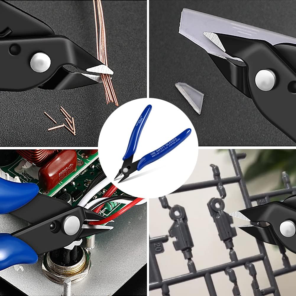 Ainiv 1PC Micro Wire Cutter, Spring-Loaded Side Cutting Pliers Flush Cutters, Precision Diagonal Cutting Pliers in CRV Steel, Wire Snips for Electrical, Homes, Craft, Jewellery, 3D Print Models-Blue - Image 8