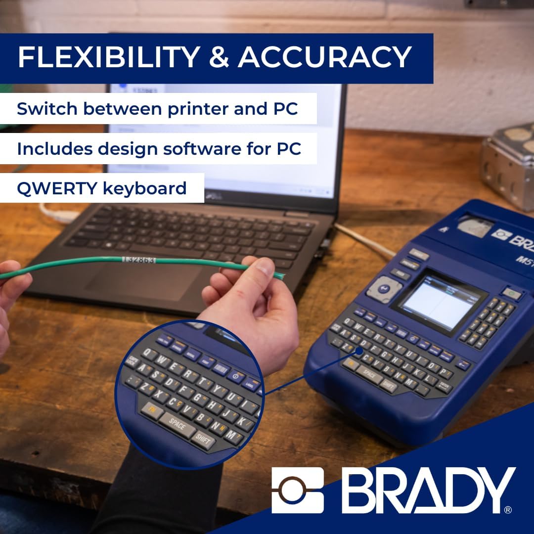 Brady M510 Portable Label Printer - Labelling Device & Label Maker Handheld - Industrial Labelling Machine for Chemical-Resistant Labels - Incl. 1 Label Cartridge and UK Power Cord - replaces BMP51 - Image 4