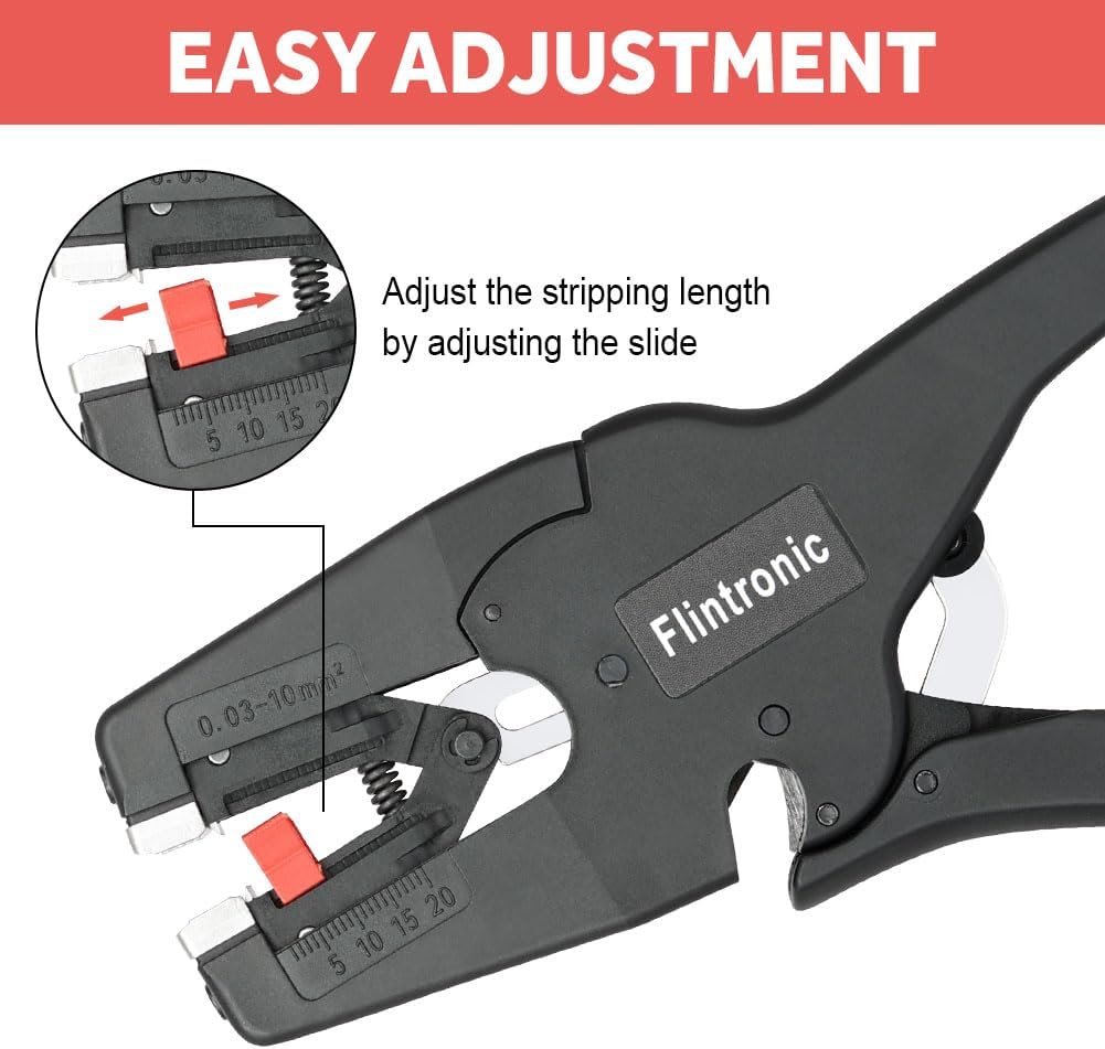 Flintronic Automatic Wire Stripper, Adjustable Cable Stripping Tool, Multifunctional Wire Cutter, with Self-Adjusting Jaws, for Industrial and Home Automotive Electrical Repair(for 7-32 AWG Cables) - Image 5