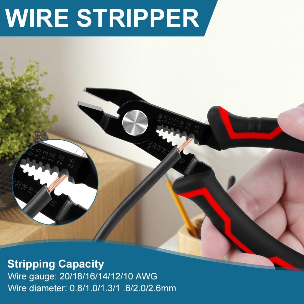 Wire Cutters, 3 in-1 Cable Cutters for 10-20 AWG Stranded, Hidden Spring, Non-Slip Handle, Safety Lock, Side Cutter for Electronics, Electrical Repair, Appliance, DIY, Circuit Boards - Image 4