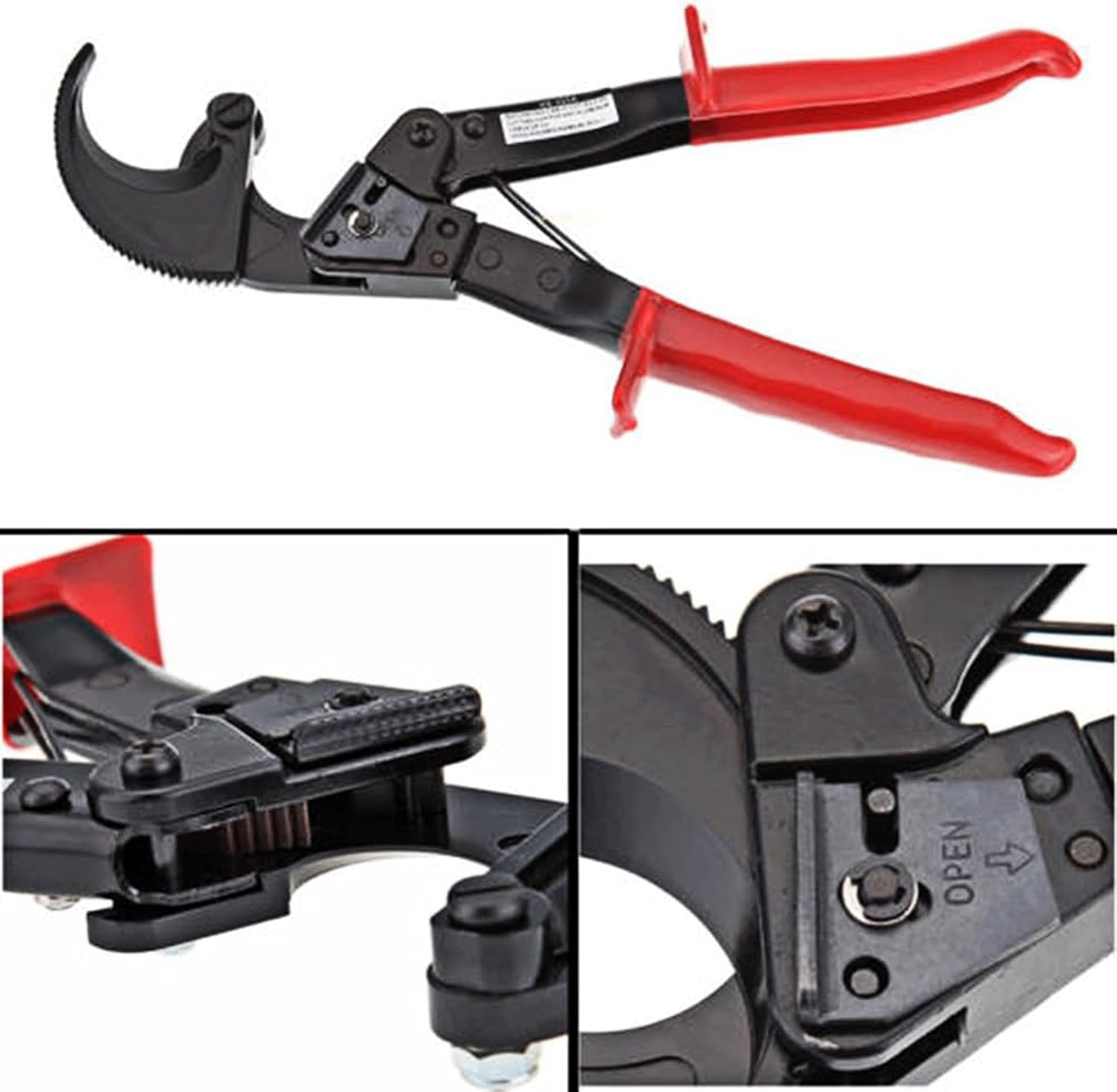 Heavy Duty Ratchet Cable Cutter – Cuts Up to 240mm² Aluminium & Copper Cables – Ergonomic Finger Handle with Safety Lock & Plastic Cover - Image 2