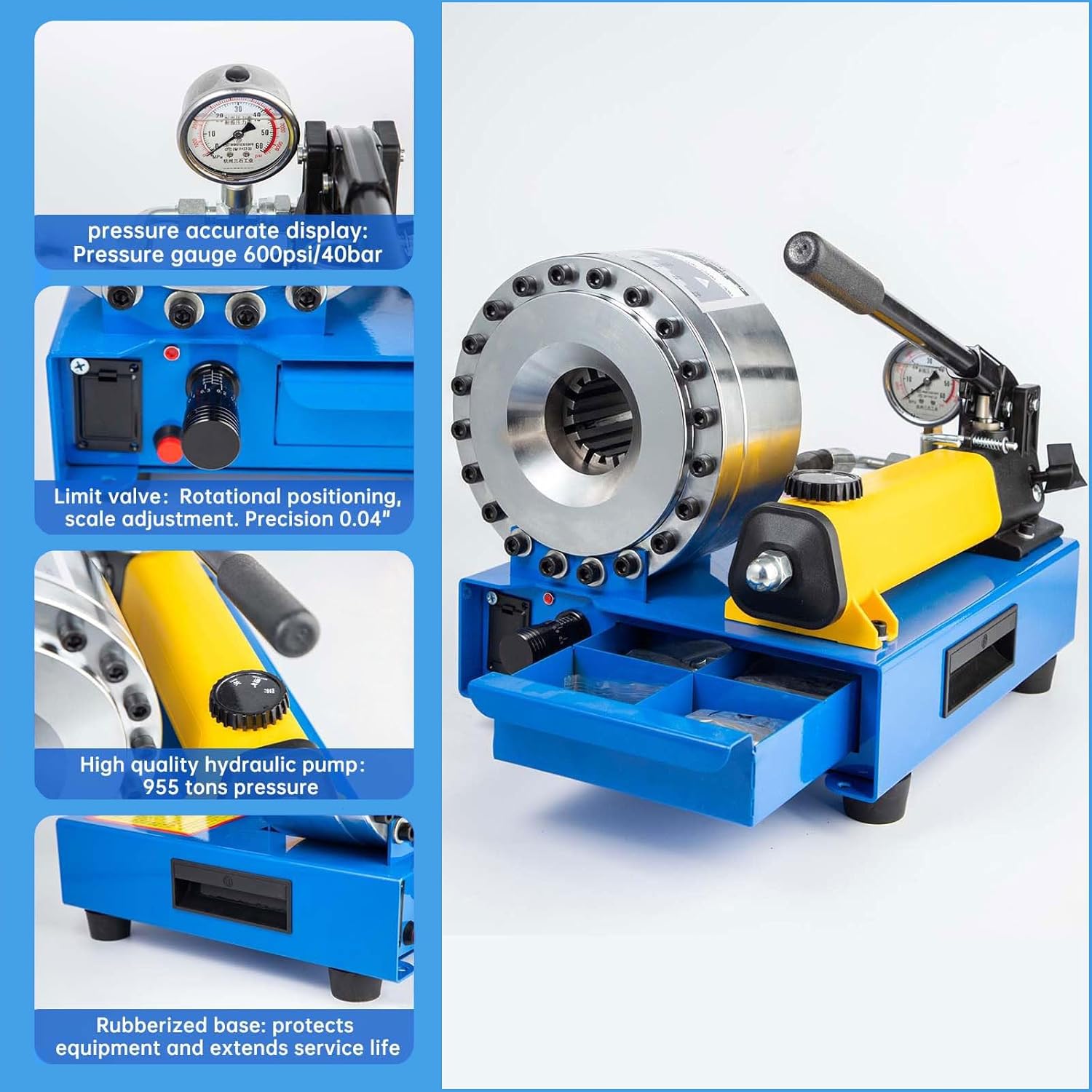 Hydraulic Hose Crimping Tool: Portable 6-25mm & 10-31mm Hose Crimping Machine with 8 Sets of Dies - Image 4