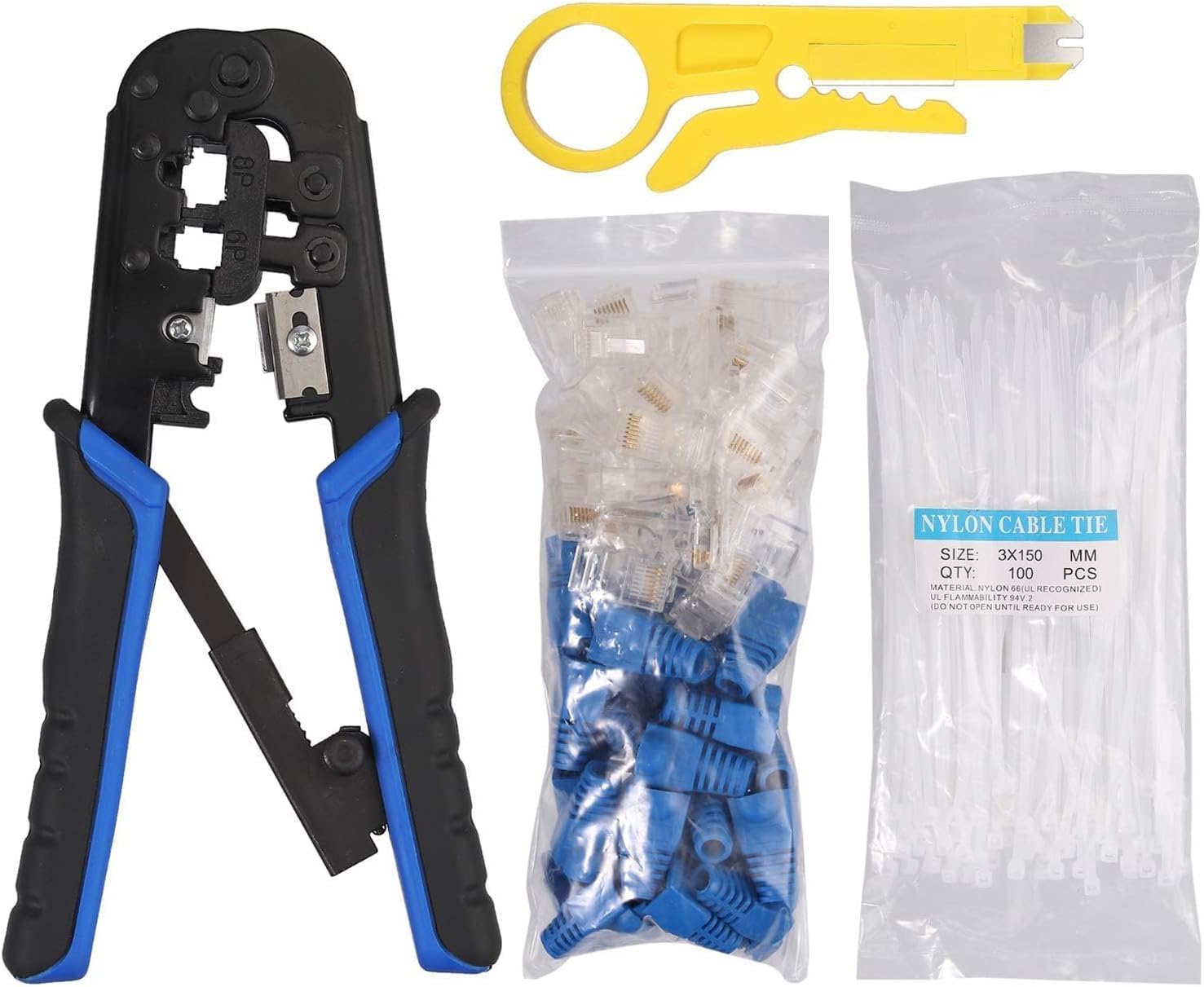 EYPINS Professional RJ45 Crimping Tool Kit with Wire Stripper & Cutter | All-in-One Network Repair Set for Cat5e/RJ11/RJ12 | Home & Office Ethernet Installation Tools - Image 8