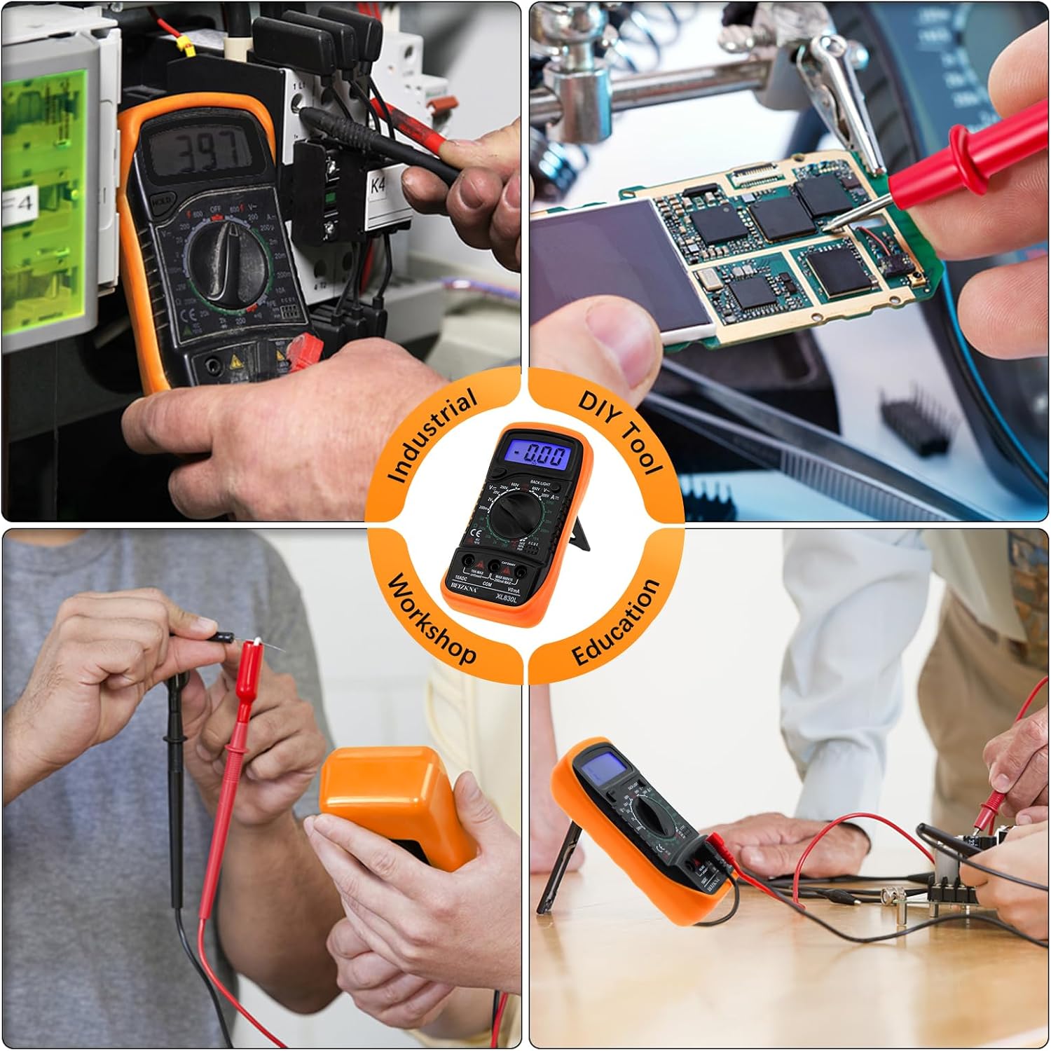Digital Multimeter Voltmeter Battery Multi Tester Voltage Ohmmeter AC DC Volt OHM Amp Current Meter Continuity Circuit Resistance Diode Electrical Tester Ammeter with LCD Display Backlight - Image 6