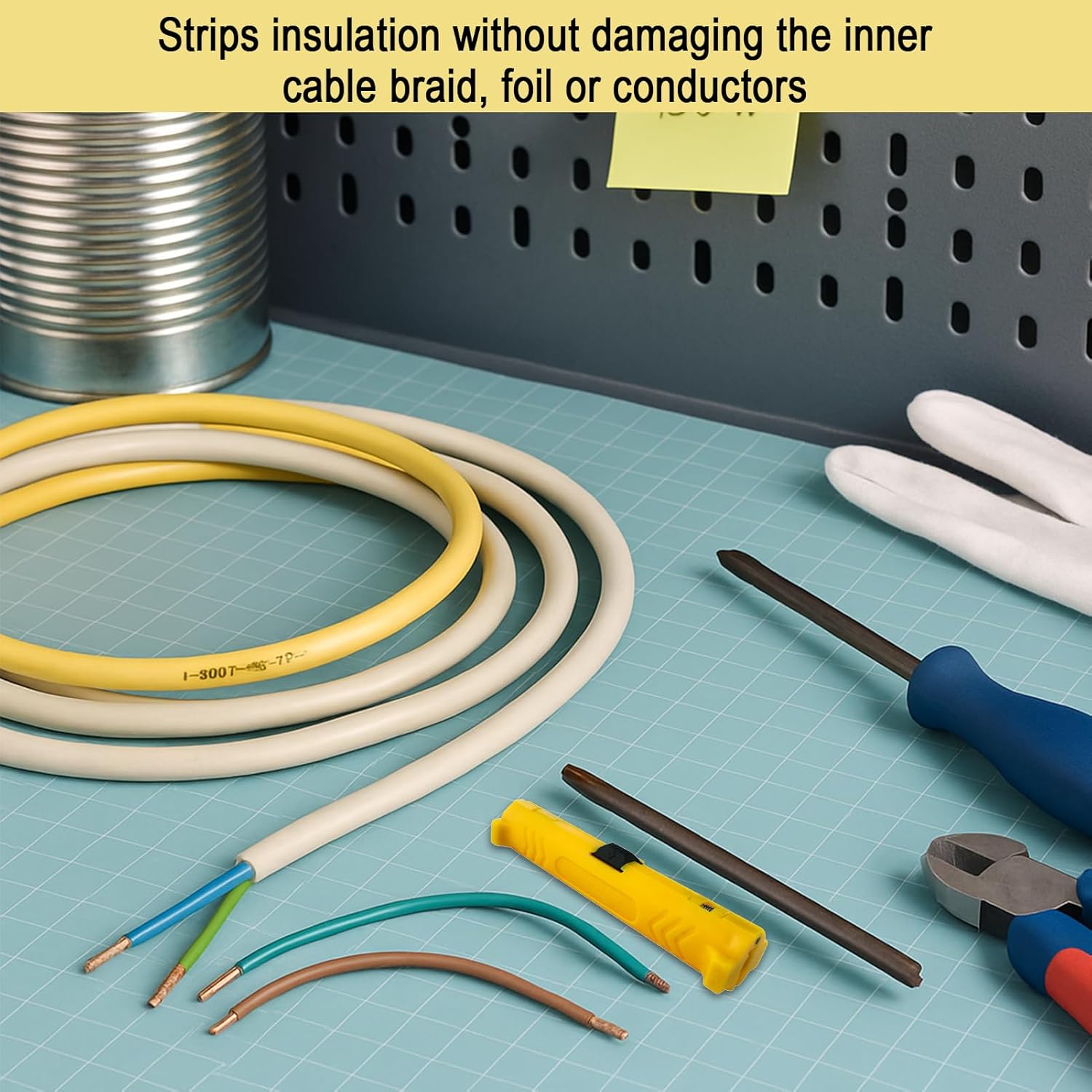 Cable Stripper Tool,Wire Strippers,Wire Strippers Electrical,1CM Stripping Diameter Portable Cable Cutter for Common Coax Cables(Yellow) - Image 4
