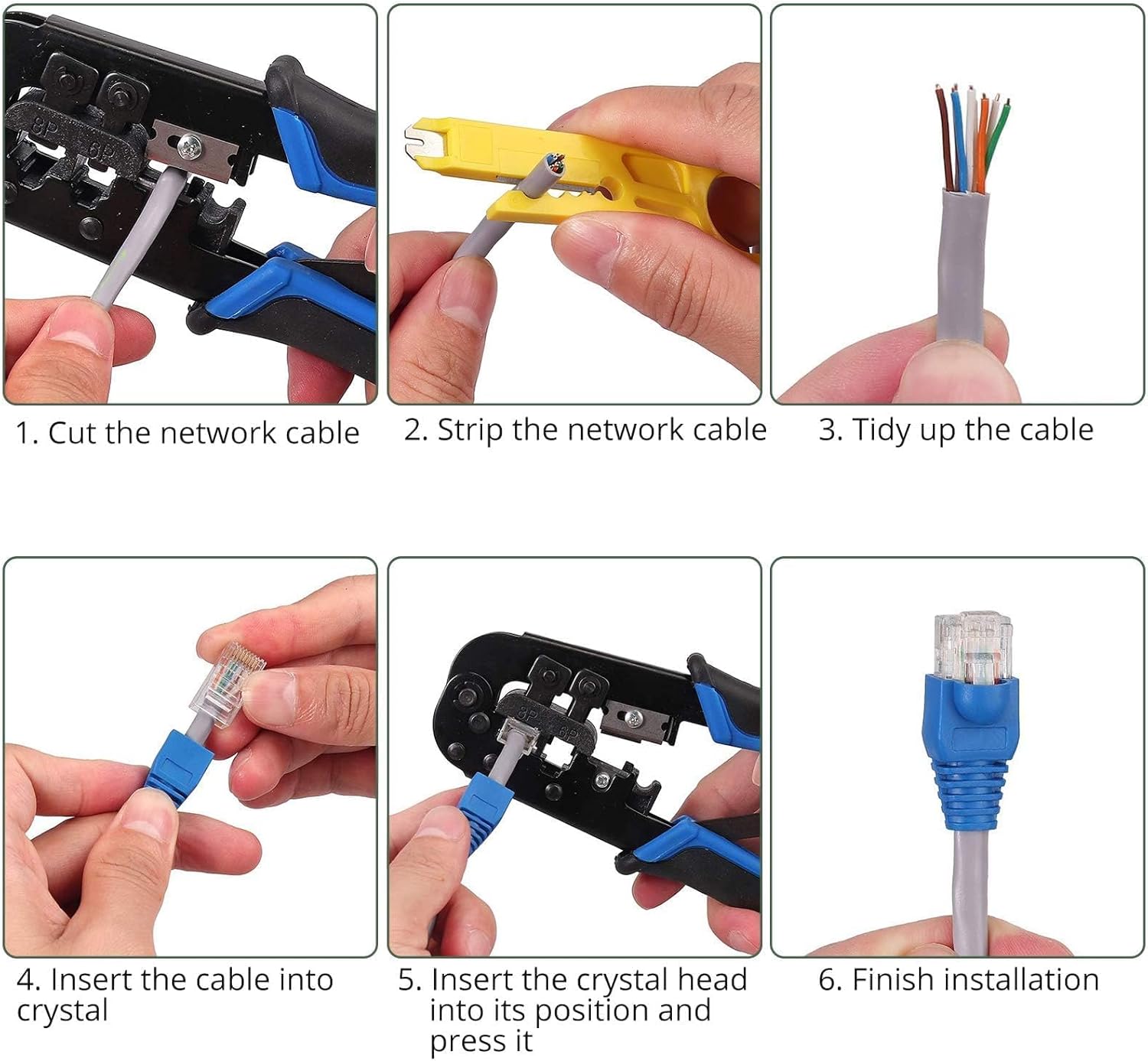 EYPINS Professional RJ45 Crimping Tool Kit with Wire Stripper & Cutter | All-in-One Network Repair Set for Cat5e/RJ11/RJ12 | Home & Office Ethernet Installation Tools - Image 5