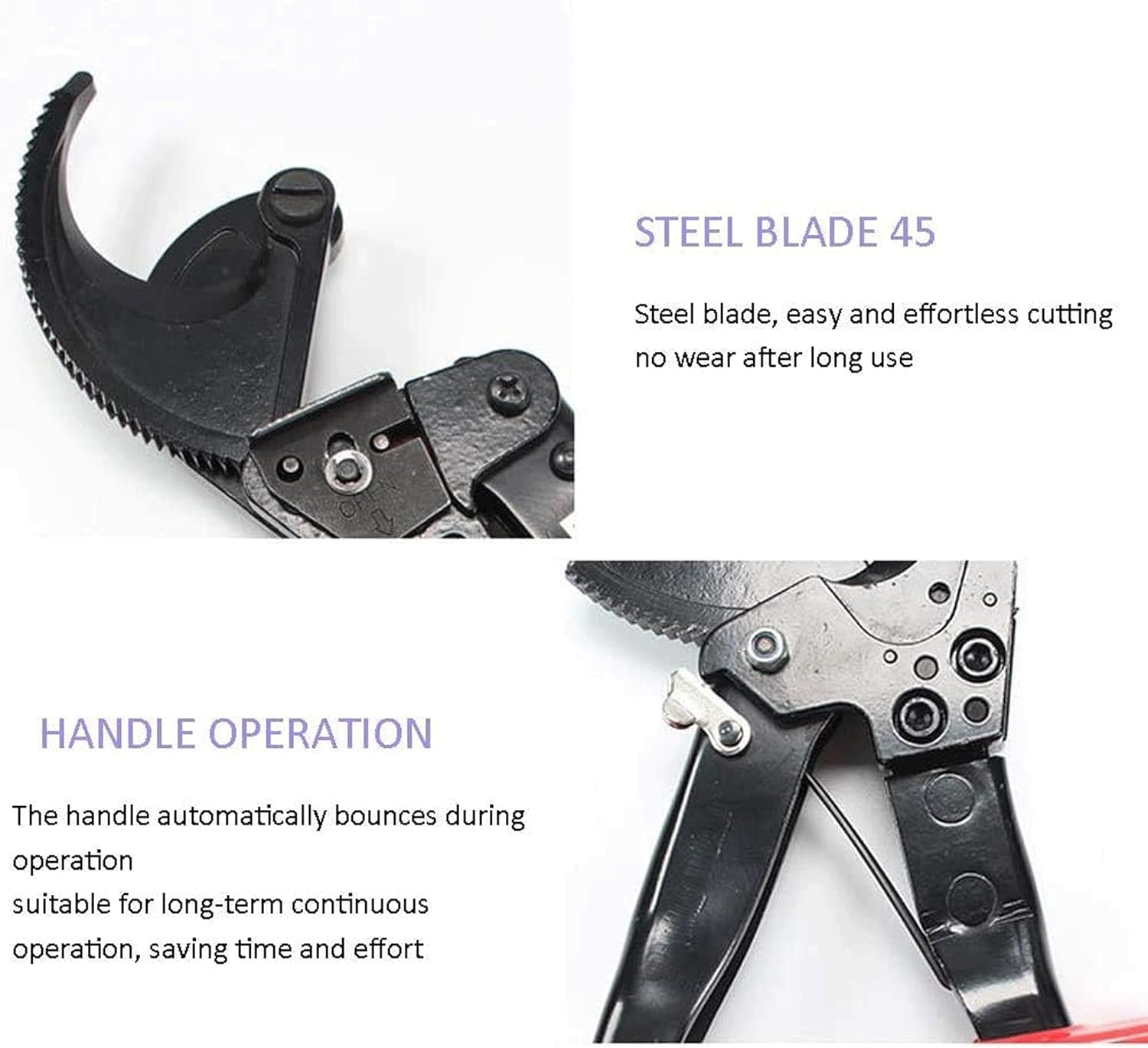 Heavy Duty Ratchet Cable Cutter – Cuts Up to 240mm² Aluminium & Copper Cables – Ergonomic Finger Handle with Safety Lock & Plastic Cover - Image 3