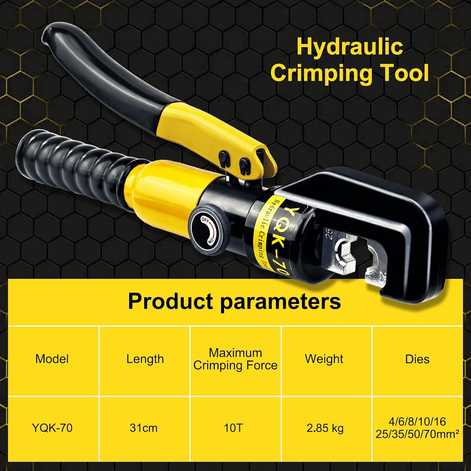 Hydraulic Crimping Tool Hydraulic Cable Lug Crimper with 9 Pairs of Dies - Image 7