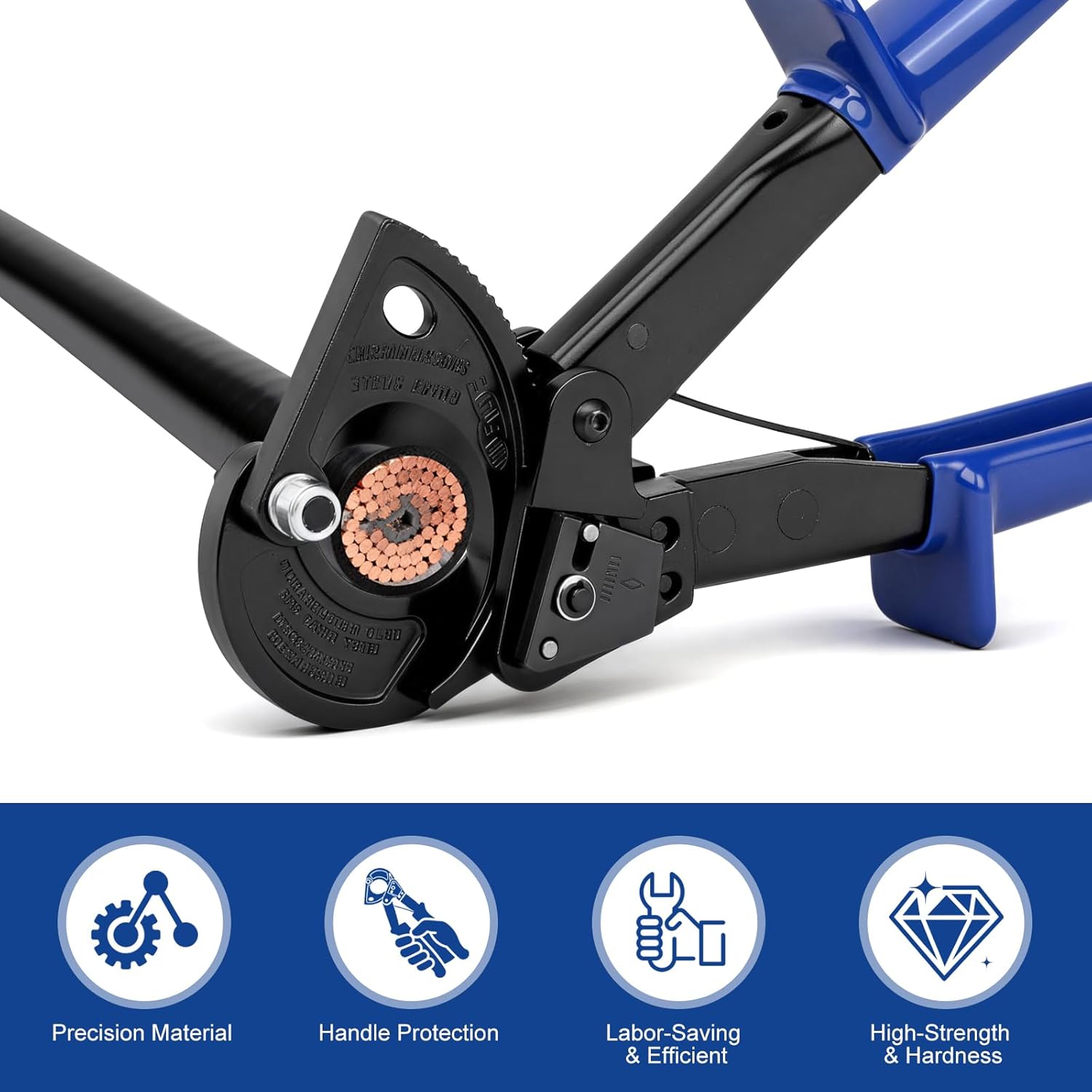 Ratchet Cutter, HS325A Heavy Duty Ratchet Cable Cutters, Aluminum Copper Cable Cutter Cut up to 240mm²,Ratcheting Wire Cutter with Ergonomic Finger Handle and Safety Lock - Image 6