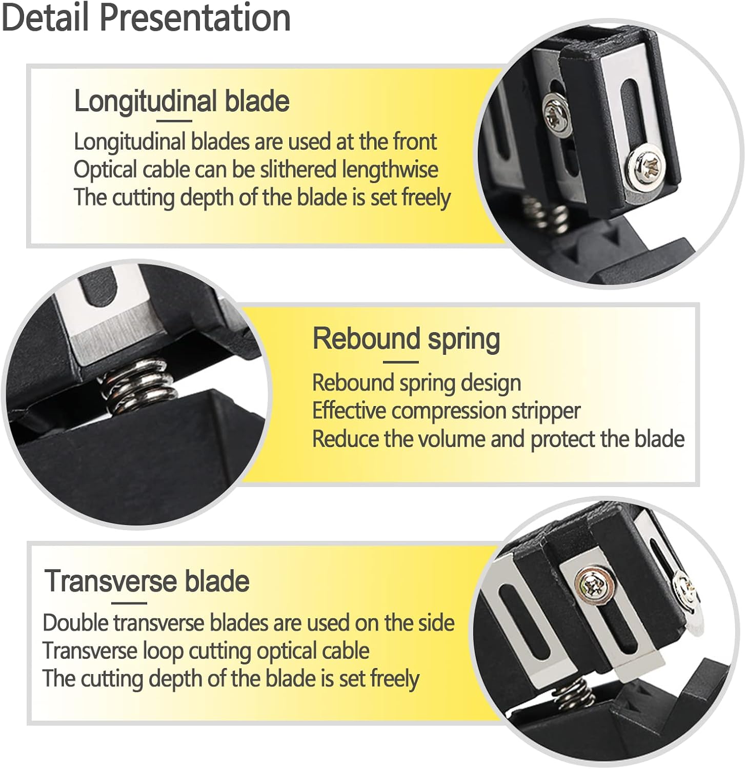 Optical Fiber Strippers, Horizontal Coaxial Cable Stripping Knife, Cable Cutter Hand Stripper Tool, 4.8mm-7.9mm Peeling Diameter, 45-165 Model, for Fiber Optic Cable Construction - Image 5