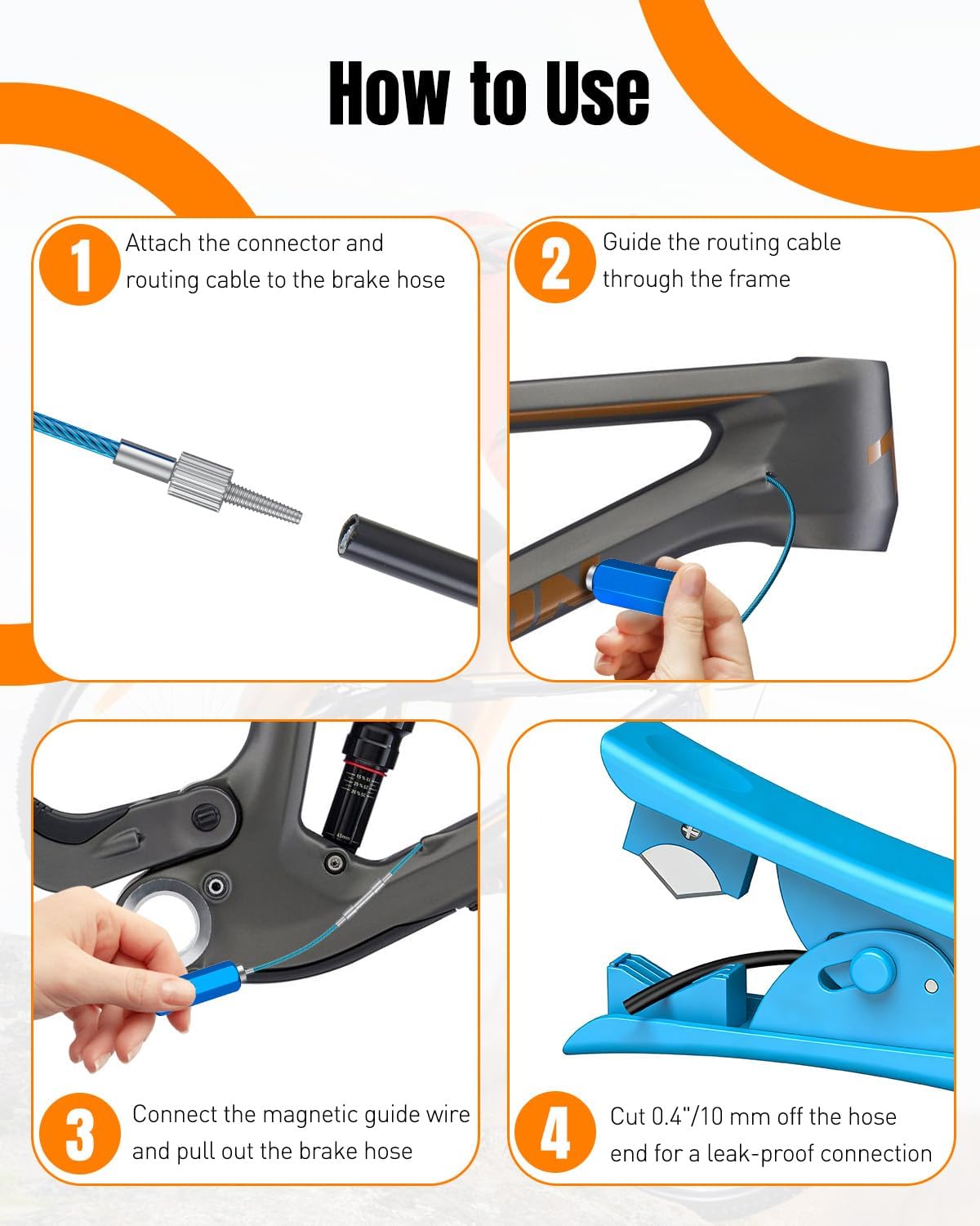 Pawfly Bike Internal Cable Routing Tool Kit with Hydraulic Hose Cutter, Compatible with 4-5.5mm Cable Housing, Hydraulic Hoses, Di2 E-Tubes & SD300 Cables, Bicycle Internal Cable Routing Tool Kit - Image 7
