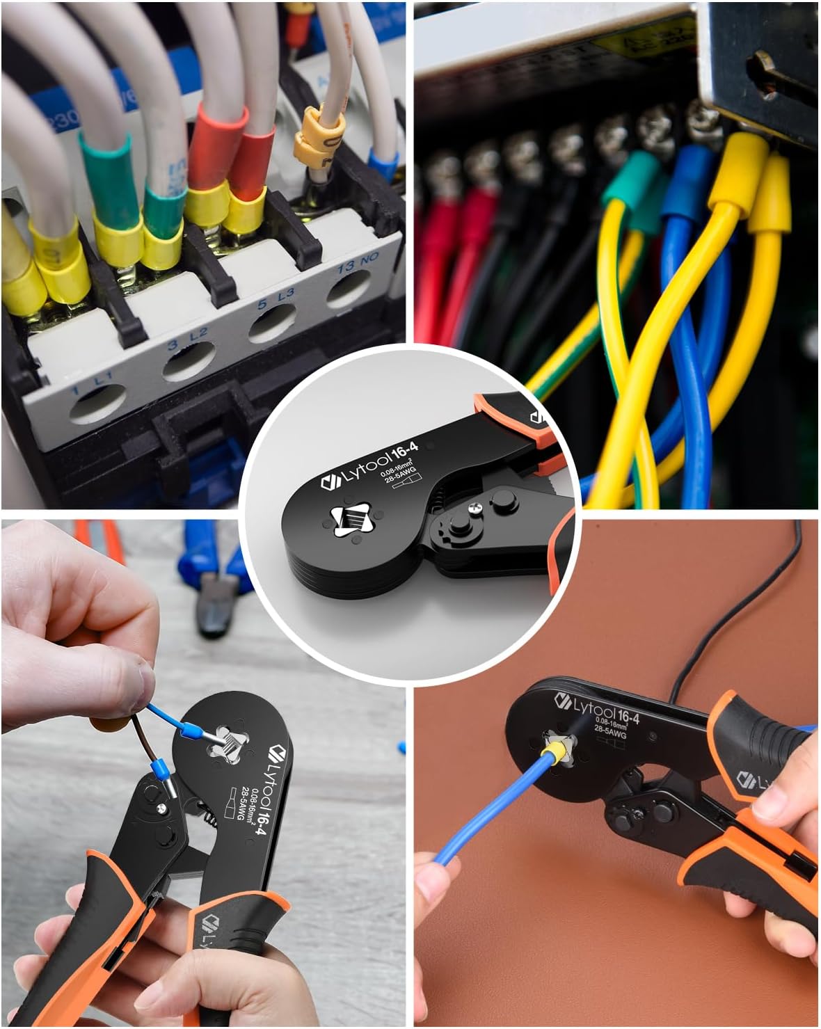 Lytool 0.08-16mm² Ferrule Crimping Tools, Bootlace Ferrule Crimping Tool Wire Ferrule Crimper, Self-Adjustable Ratchet Wire Square Jaw Crimping Pliers for Wire Ferrules Terminals - Image 7