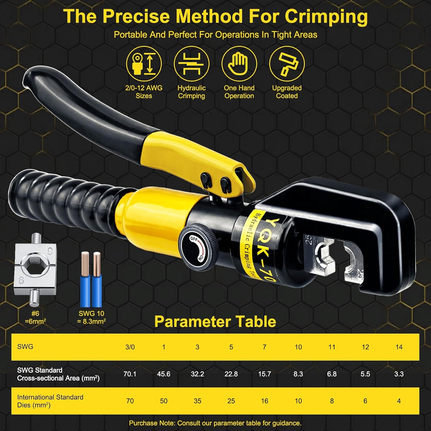 Hydraulic Crimping Tool Hydraulic Cable Lug Crimper with 9 Pairs of Dies - Image 4