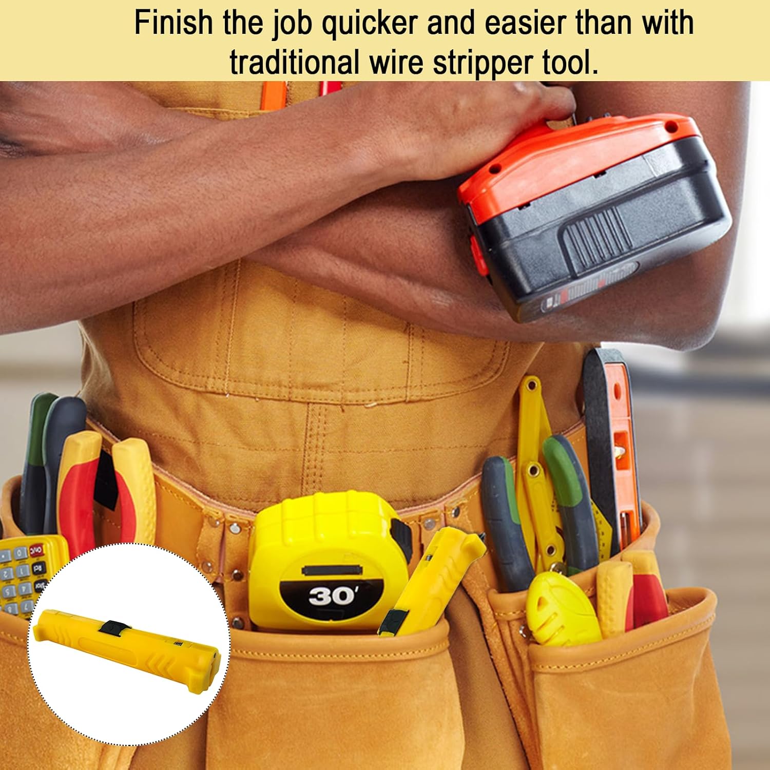 Cable Stripper Tool,Wire Strippers,Wire Strippers Electrical,1CM Stripping Diameter Portable Cable Cutter for Common Coax Cables(Yellow) - Image 6