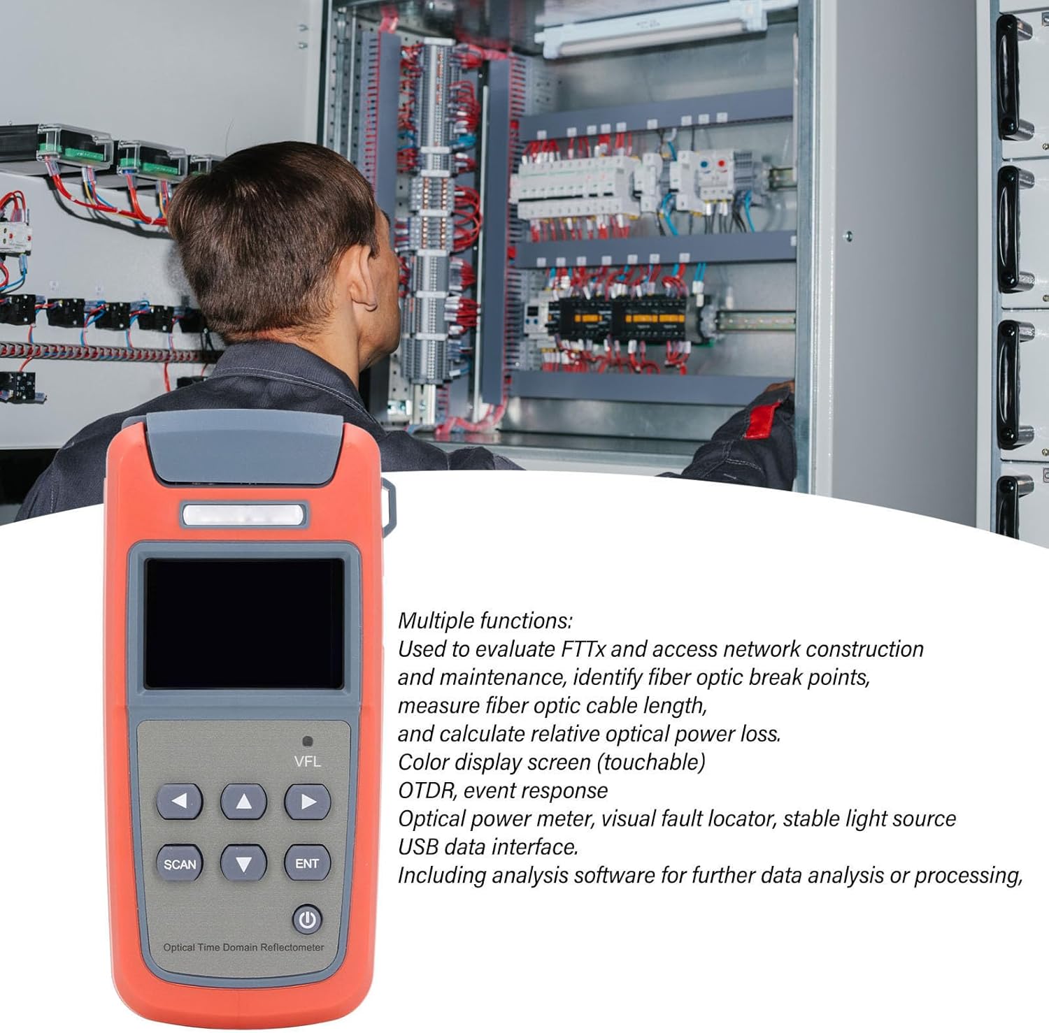 Handheld OTDR Tester, Mini Fiber Optic Cable Tester, Single Mode UPC Interface, Optical Time Domain Reflectometer for Network Maintenance - Image 6