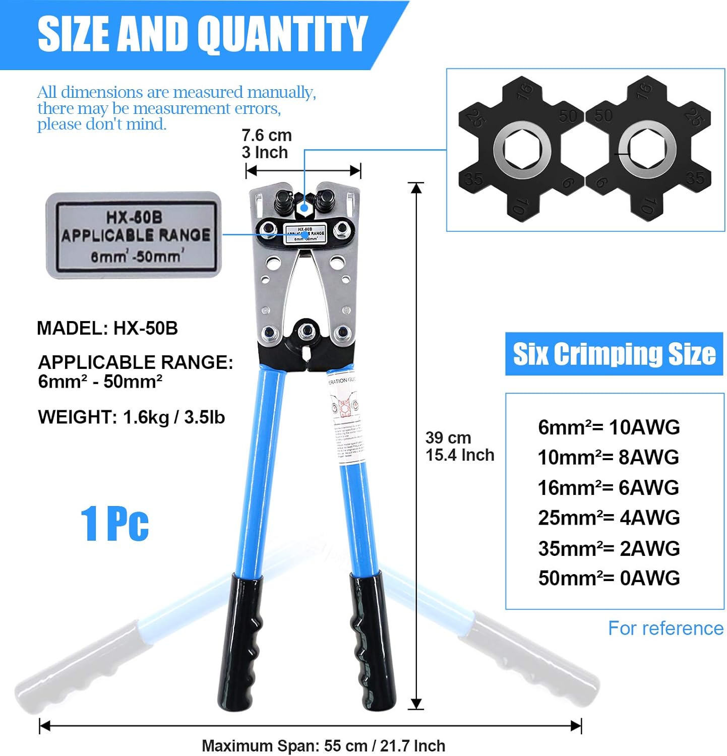 Glarks 42Pcs Battery Cable Lug Crimping Tool Wire Crimper with Cable Cutter and Wire Lugs Ring Terminal Connectors and Heat Shrink Tubing for 10, 8, 6, 4, 2, 1/0 AWG Wire Cable Cutting and Crimping - Image 2