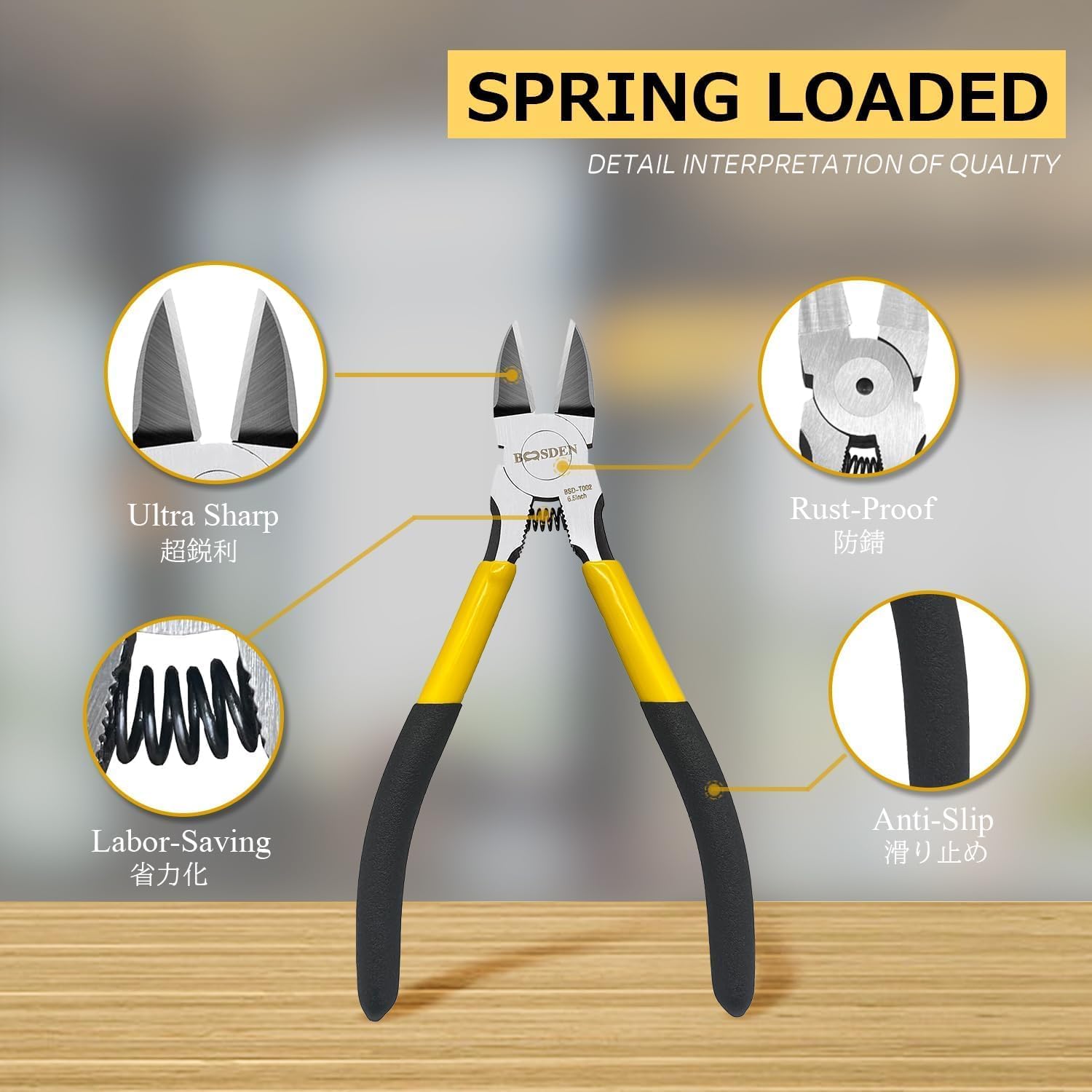 BOOSDEN 6.5 inch Side Cutters - Ultra Sharp Spring-Loaded Wire Cutter for Jewelry Making, Flush Cut Pliers, Snips - Image 3