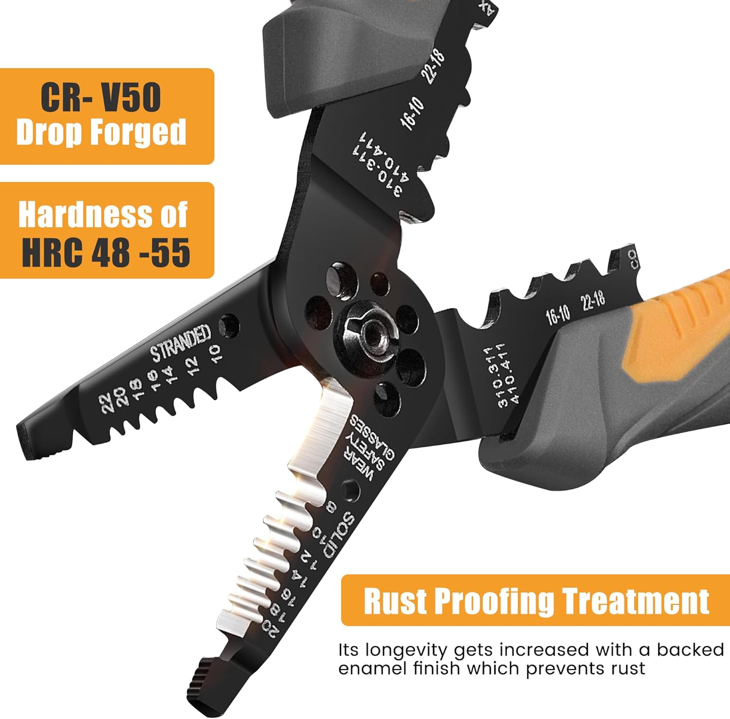 MulWark 8" Multi-Purpose Wire Strippers Electrical Tools (22 AWG - 8 AWG) Wire Cutter Heavy Duty, Cable Stripper, Wire Crimps & Pliers Insulated with Cable Cutters, Best Electricians Tools - Upgraded - Image 3