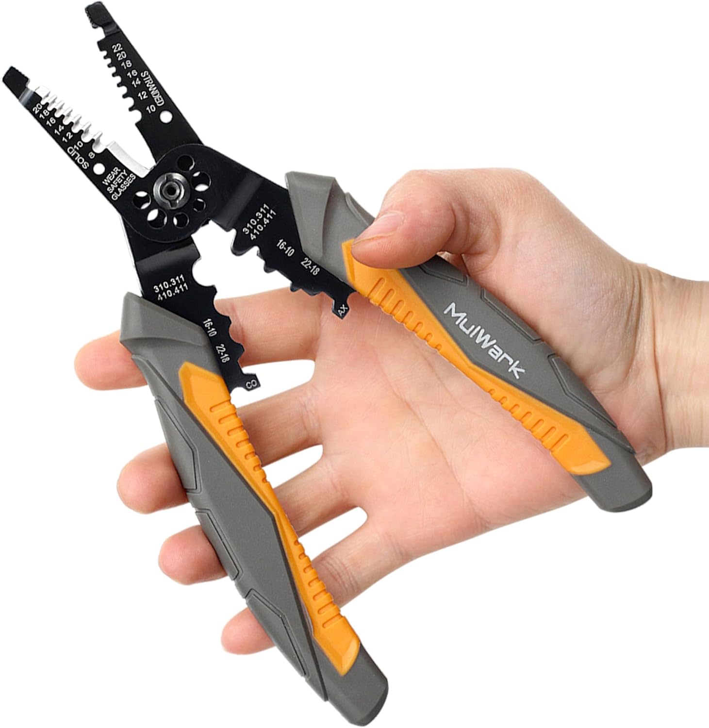 MulWark 8" Multi-Purpose Wire Strippers Electrical Tools (22 AWG - 8 AWG) Wire Cutter Heavy Duty, Cable Stripper, Wire Crimps & Pliers Insulated with Cable Cutters, Best Electricians Tools - Upgraded - Image 8