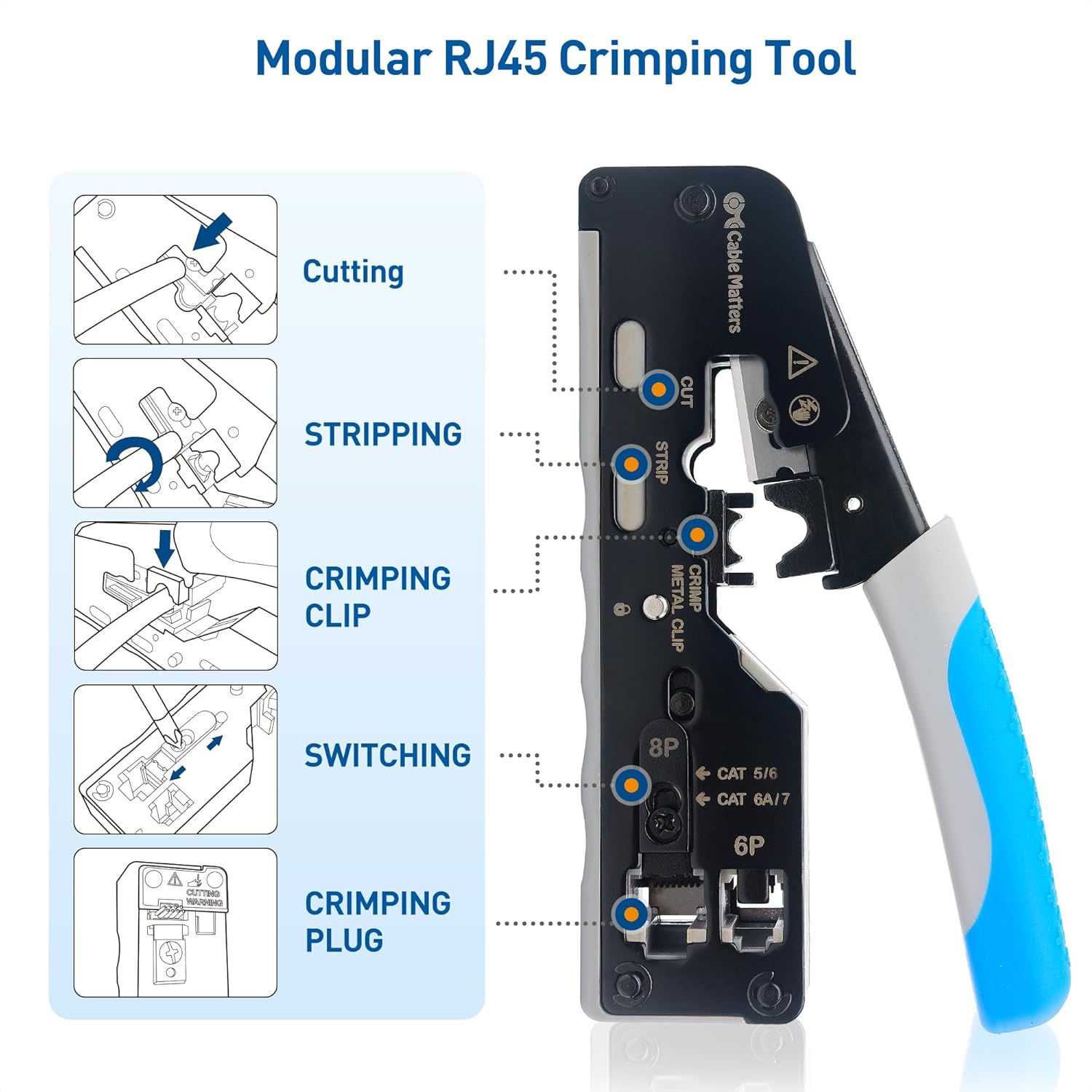 Cable Matters Modular RJ45 Crimping Tool for Shielded Pass Through Connectors - Image 2