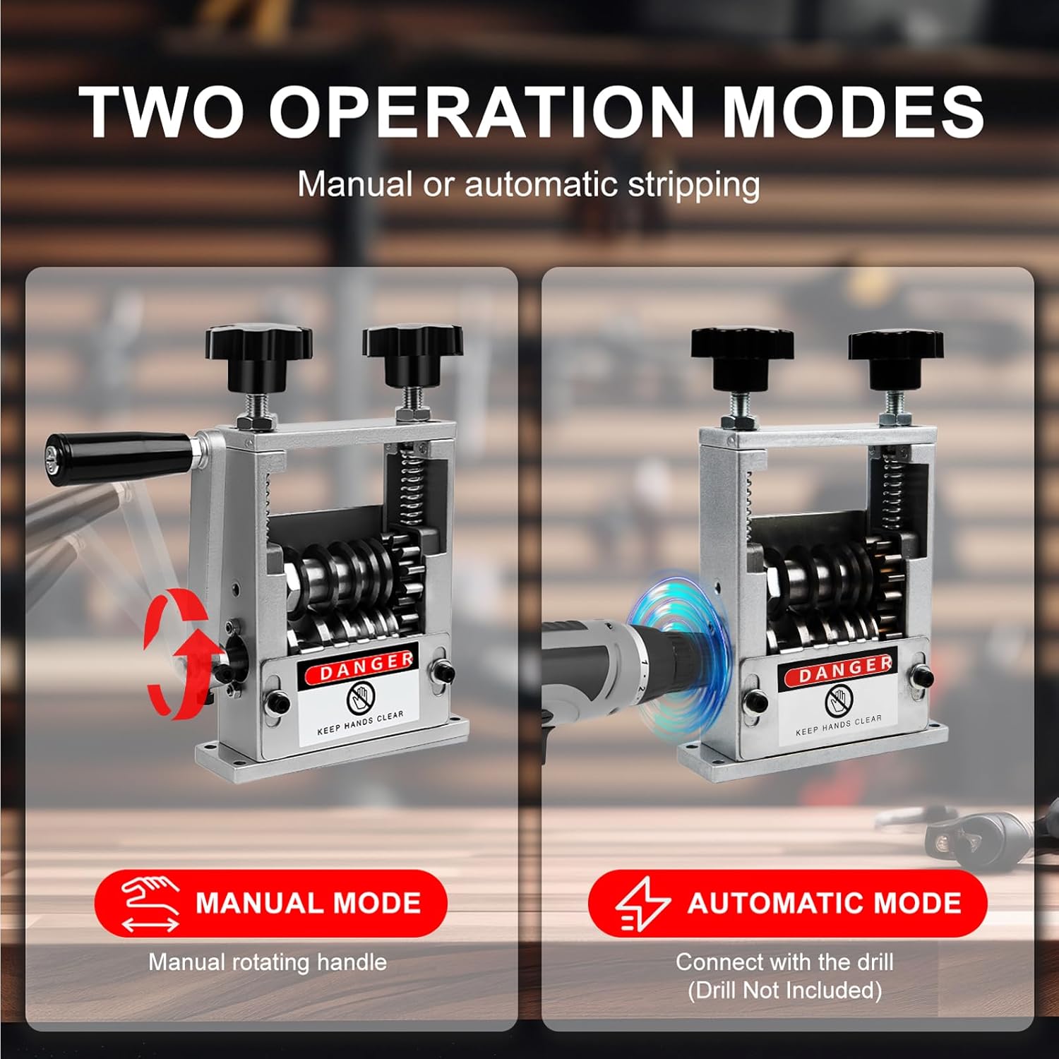 Wire Stripper Machine, Orifesio Manual Cable Stripper Machine with 6 Channel & 5 Blades, Copper Cable Stripping Tool for 3-17mm Cable, Electric Wire Stripper Tool Scrap Copper Cables Recycling - Image 2