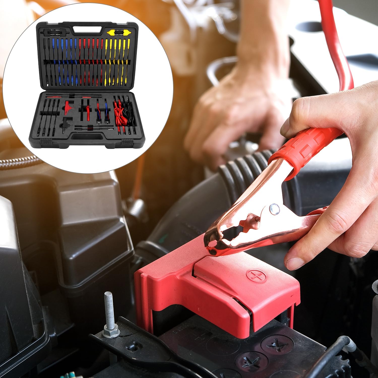 QWORK® 92 Pcs Multimeter Test Leads Kit, Multifunctional Automotive Circuit Diagnostic Kit with Alligator Clips, Probes, Terminals - Image 5