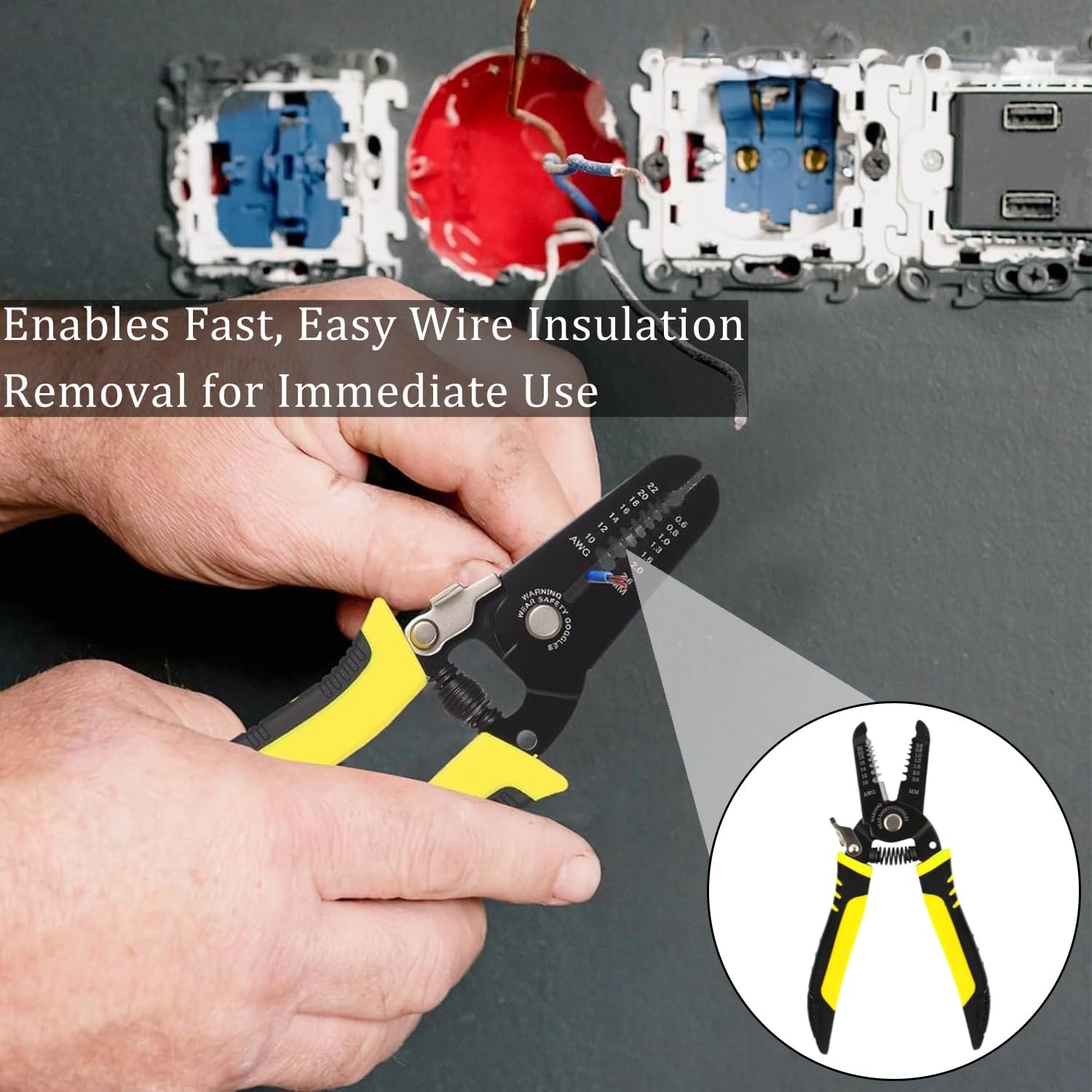 7" Precise Wire Strippers,Multi Gauge Wire Strippers, Cable Stripper with Safety Lock,Wire Cutter and Stripper Tool & Wire Crimping Tool,with Ergonomic Handle - Image 2
