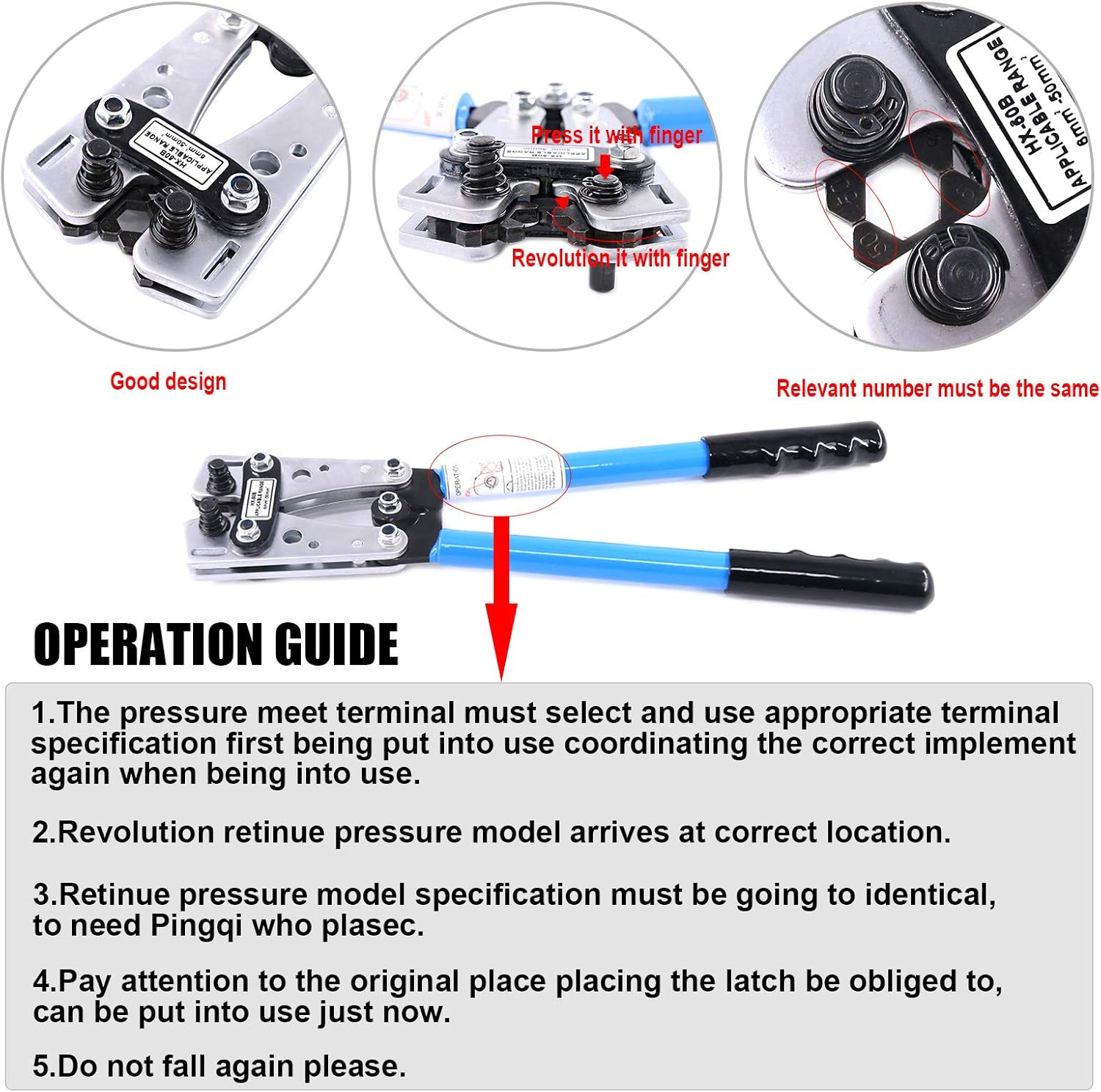 Glarks 42Pcs Battery Cable Lug Crimping Tool Wire Crimper with Cable Cutter and Wire Lugs Ring Terminal Connectors and Heat Shrink Tubing for 10, 8, 6, 4, 2, 1/0 AWG Wire Cable Cutting and Crimping - Image 6