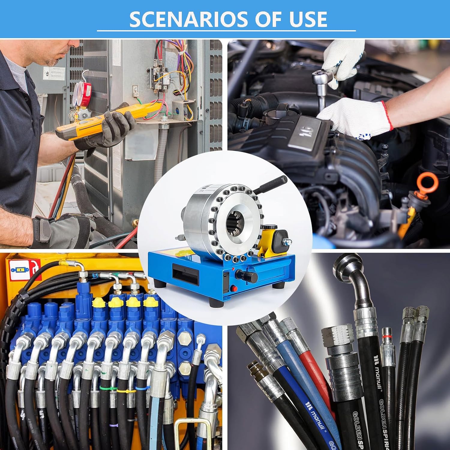 Hydraulic Hose Crimping Tool: Portable 6-25mm & 10-31mm Hose Crimping Machine with 8 Sets of Dies - Image 7