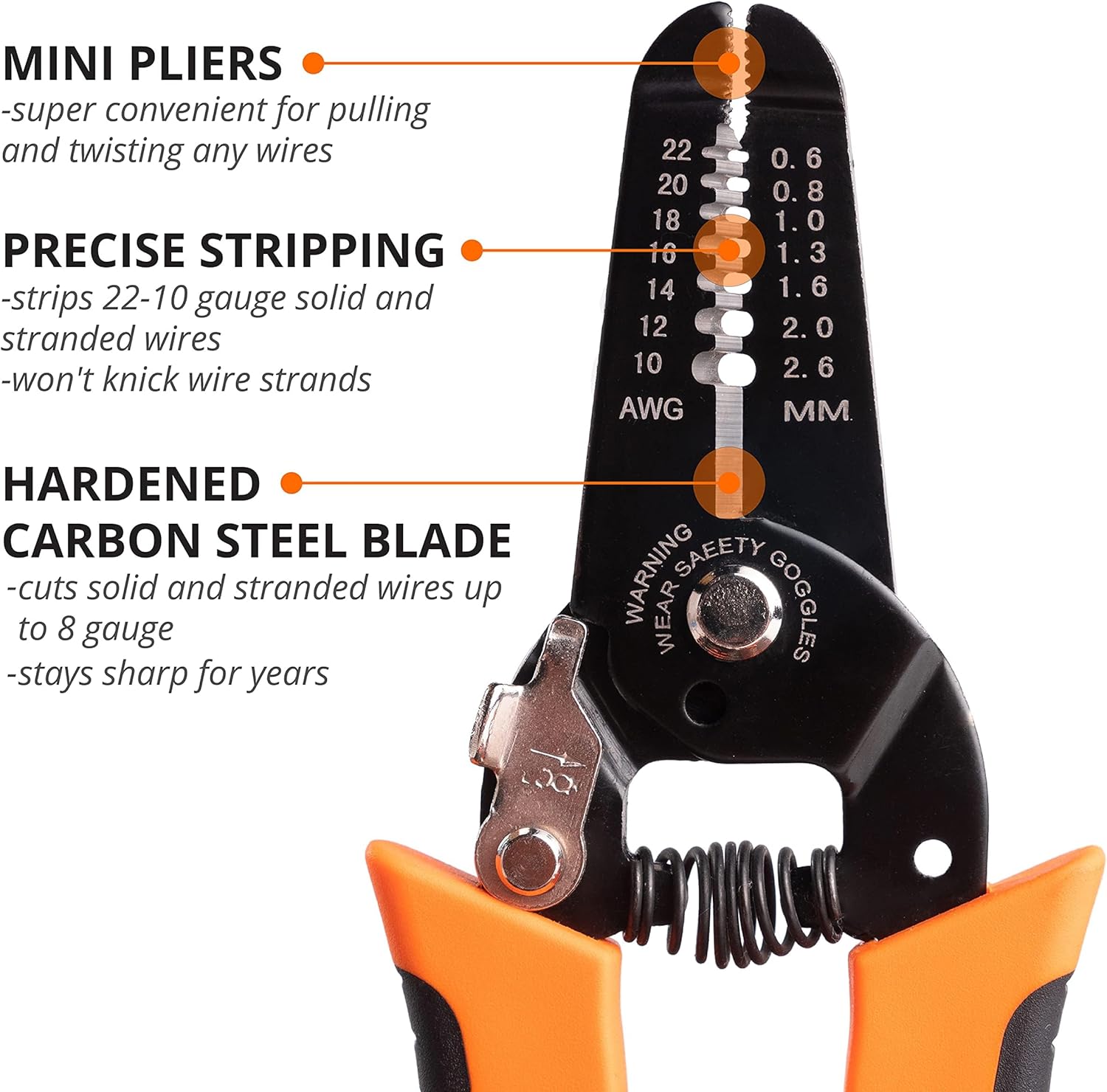 Wirefy Wire Stripper and Cutter - Wire Stripping Tool for Solid and Stranded Wires 22-10 AWG - Image 2