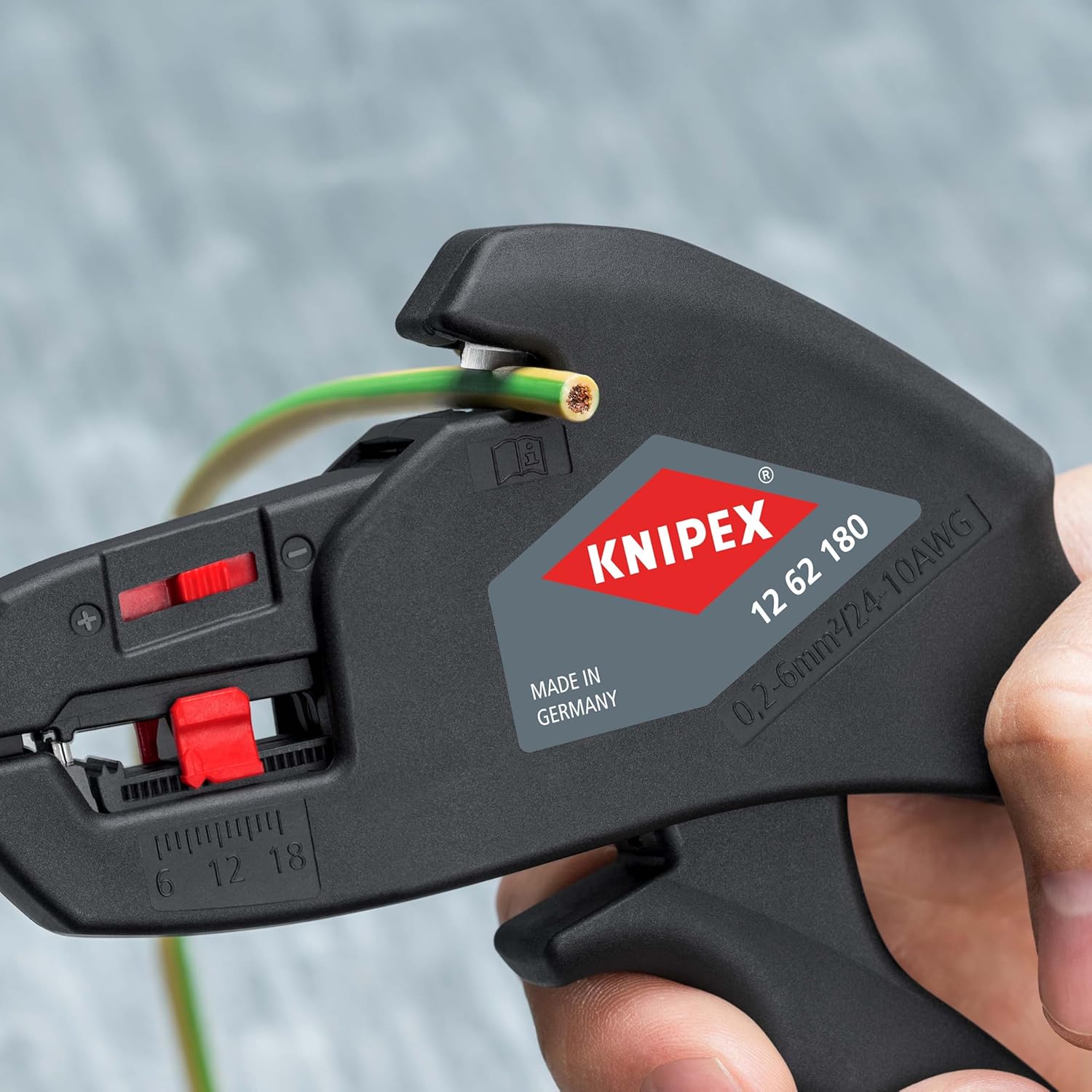 KNIPEX Automatic Insulation Stripper, 0.2-6 mm², with Fine Adjustment, Adjustable Length Stop, Wire Stripper, Wire Stripping Tool, 12 62 180 - Image 8