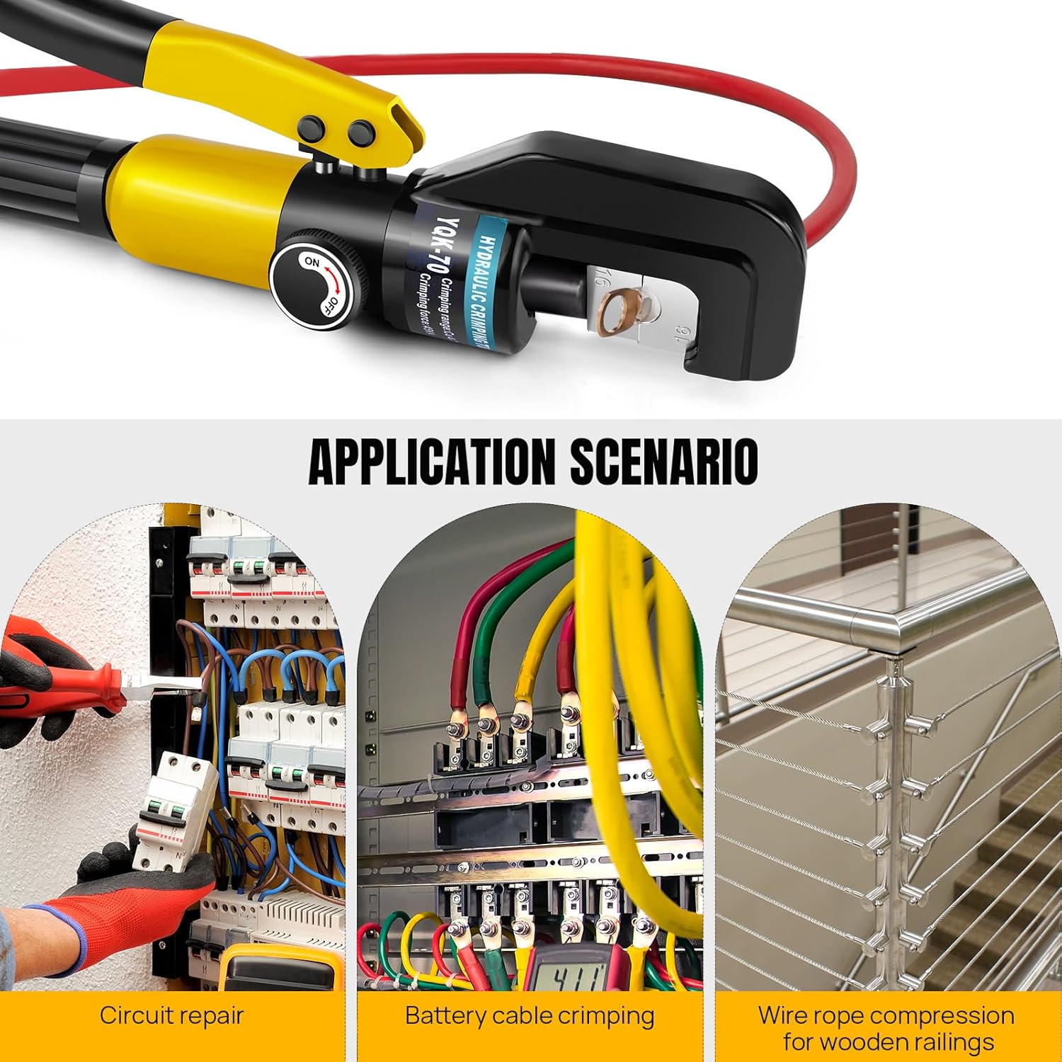 Hydraulic Crimping Tool with 9 Dies, 4-70mm² Range for Cable Lugs, Hand Operated Crimper for Copper and Aluminum Battery Terminals - Image 6