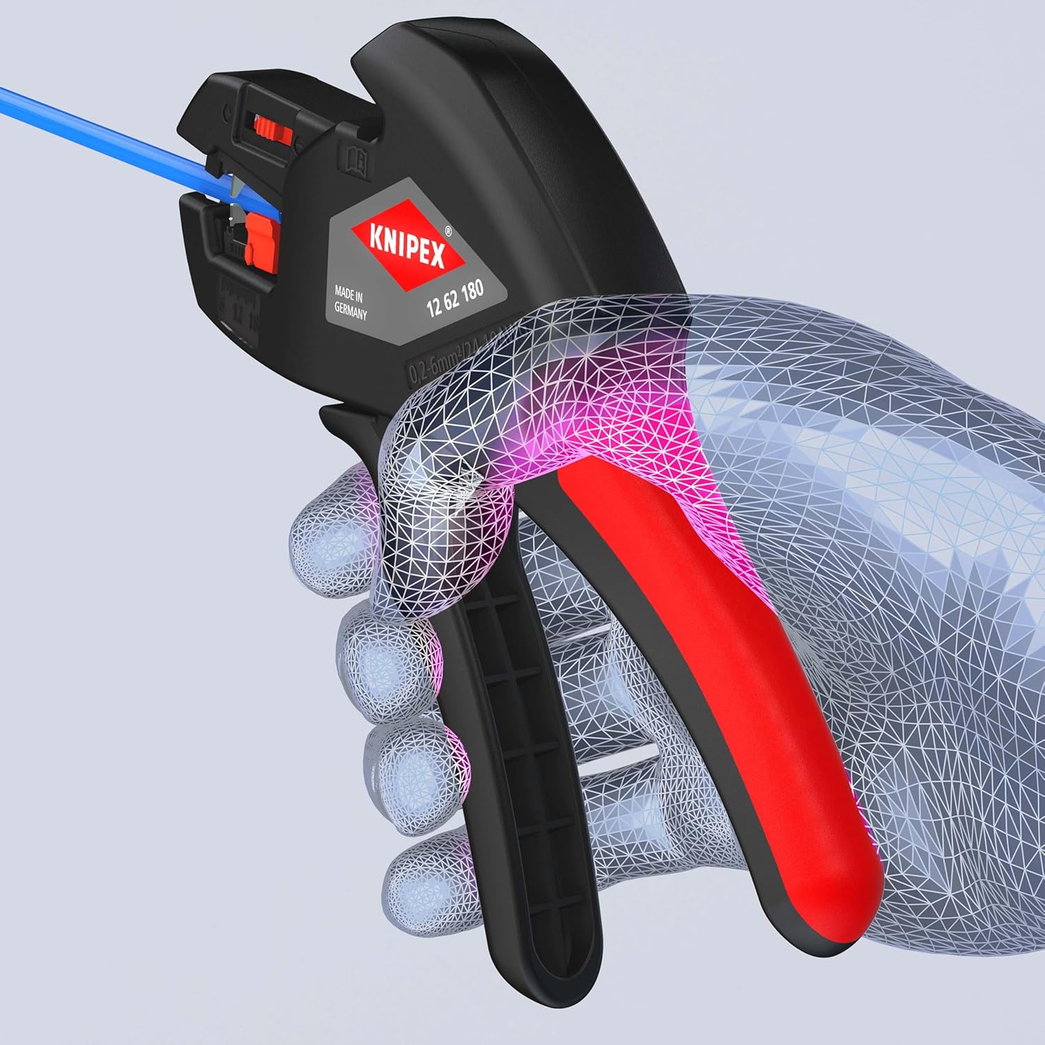 KNIPEX Automatic Insulation Stripper, 0.2-6 mm², with Fine Adjustment, Adjustable Length Stop, Wire Stripper, Wire Stripping Tool, 12 62 180 - Image 5