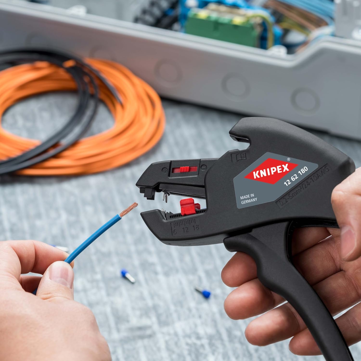 KNIPEX Automatic Insulation Stripper, 0.2-6 mm², with Fine Adjustment, Adjustable Length Stop, Wire Stripper, Wire Stripping Tool, 12 62 180 - Image 7